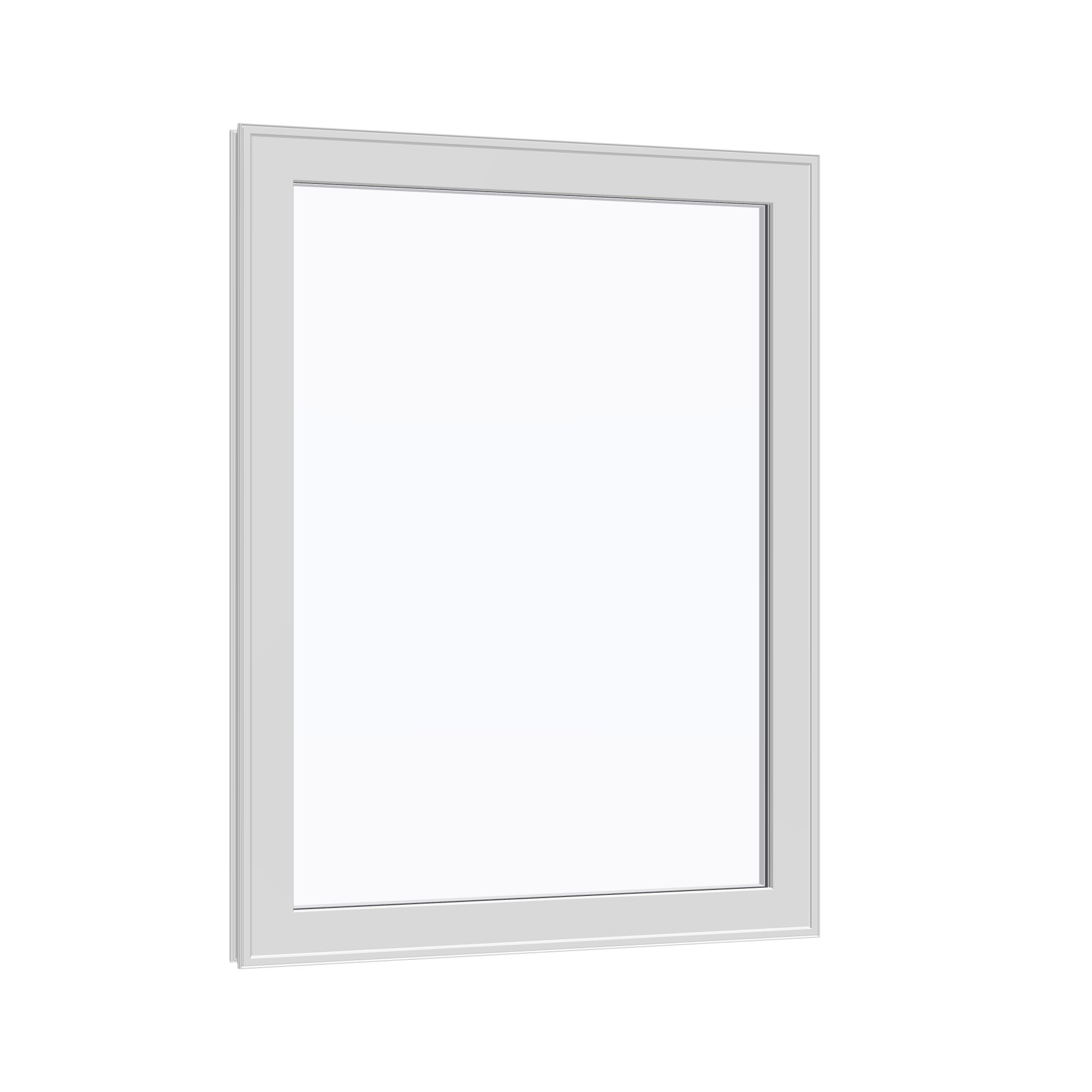 Opposite exterior angle of the 36 × 48 inch high fixed window, white exterior / white interior, without nailing flange