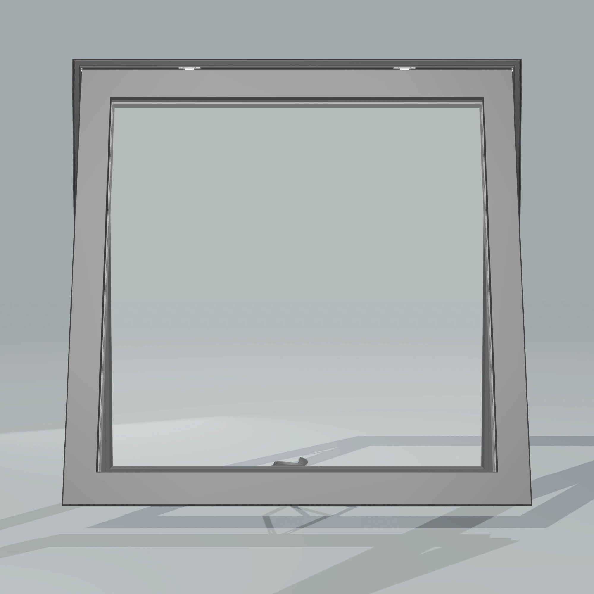 Straight exterior view of the 36 × 36 inch awning, black exterior / black interior, without nailing flange, awning sash fully open