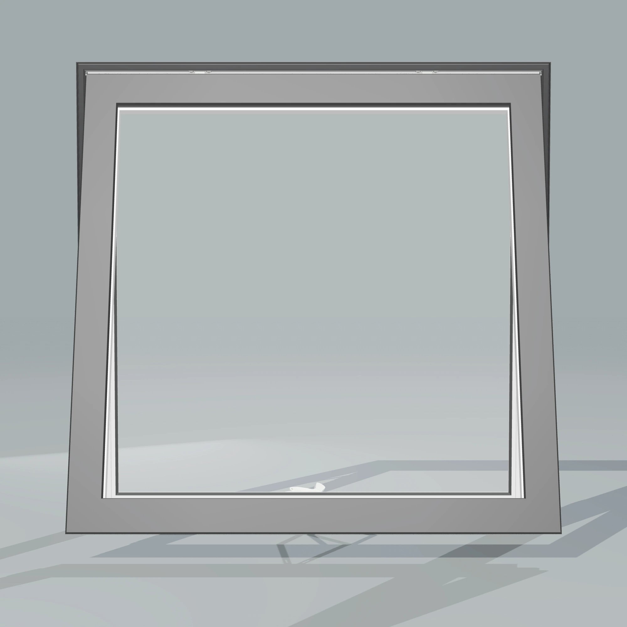Straight exterior view of the 36 × 36 inch awning, black exterior / white interior, without nailing flange, awning sash fully open