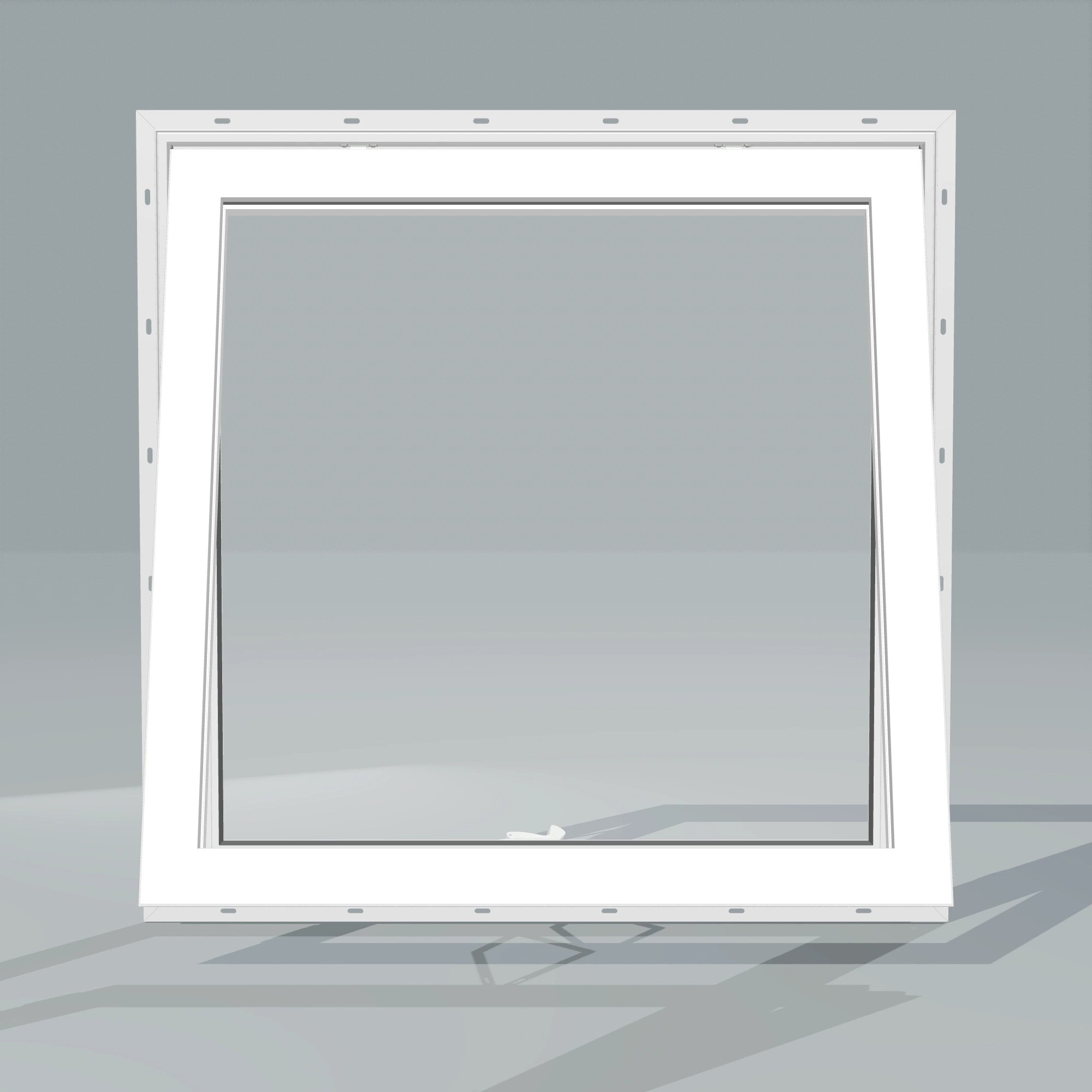 Straight exterior view of the 36 × 36 inch awning, white exterior / white interior, with nailing flange, awning sash fully open