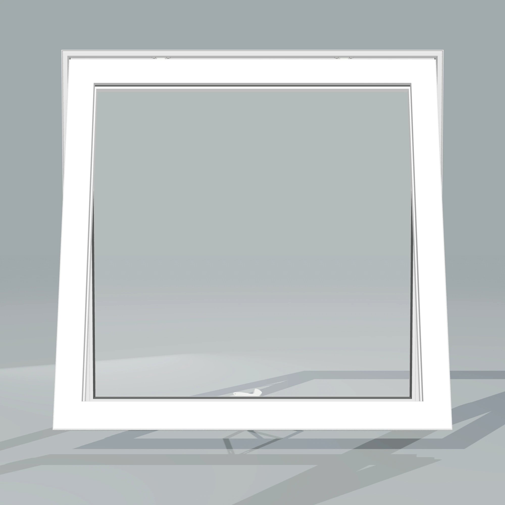 Straight exterior view of the 36 × 36 inch awning, white exterior / white interior, without nailing flange, awning sash fully open