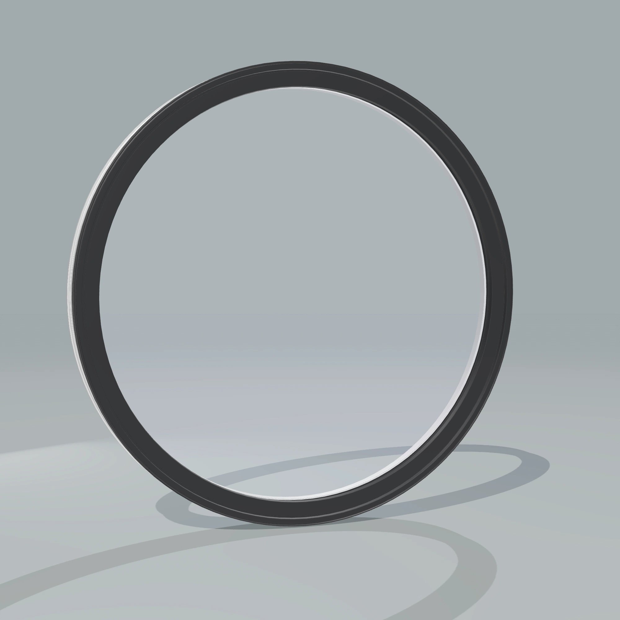 Angled exterior configurator view of the 36 × 36 inch circle, black exterior / white interior, without nailing flange