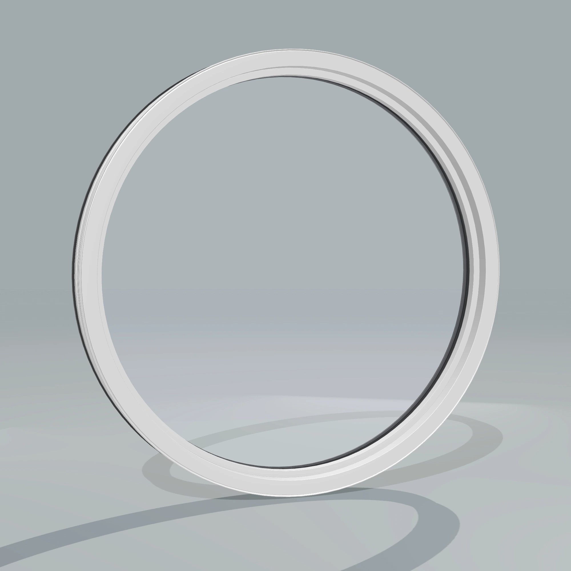 Angled interior view of the 36 × 36 inch circle, black exterior / white interior, without nailing flange