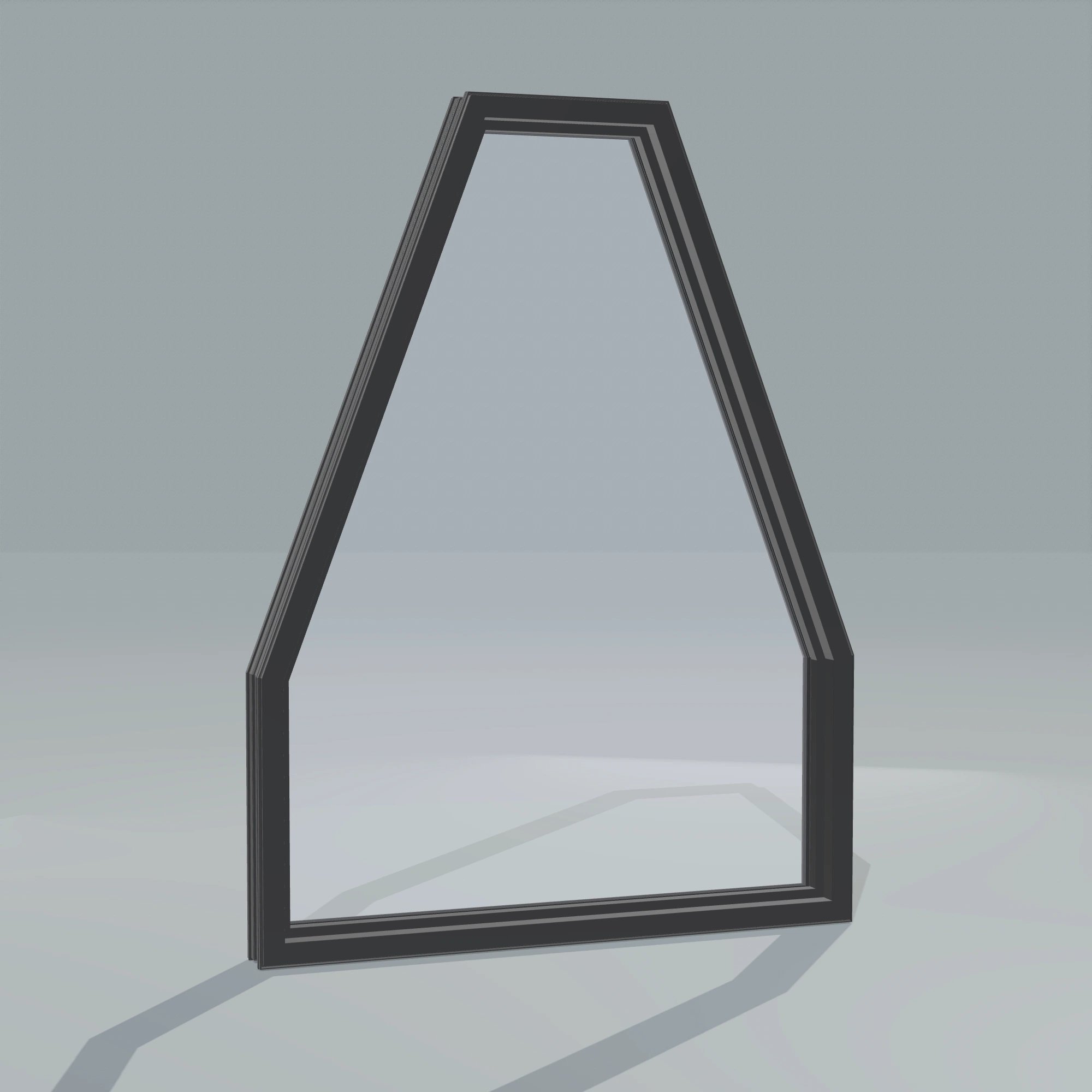 Angled interior view of the 36 × 48 inch double polygon, black exterior / black interior, without nailing flange