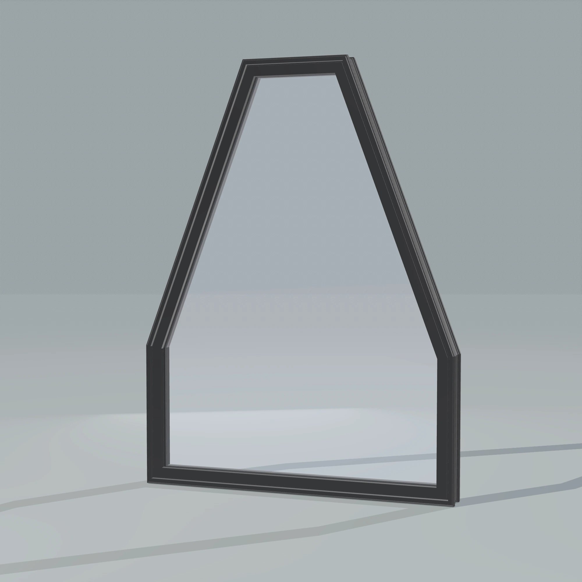Opposite exterior angle of the 36 × 48 inch double polygon, black exterior / black interior, without nailing flange