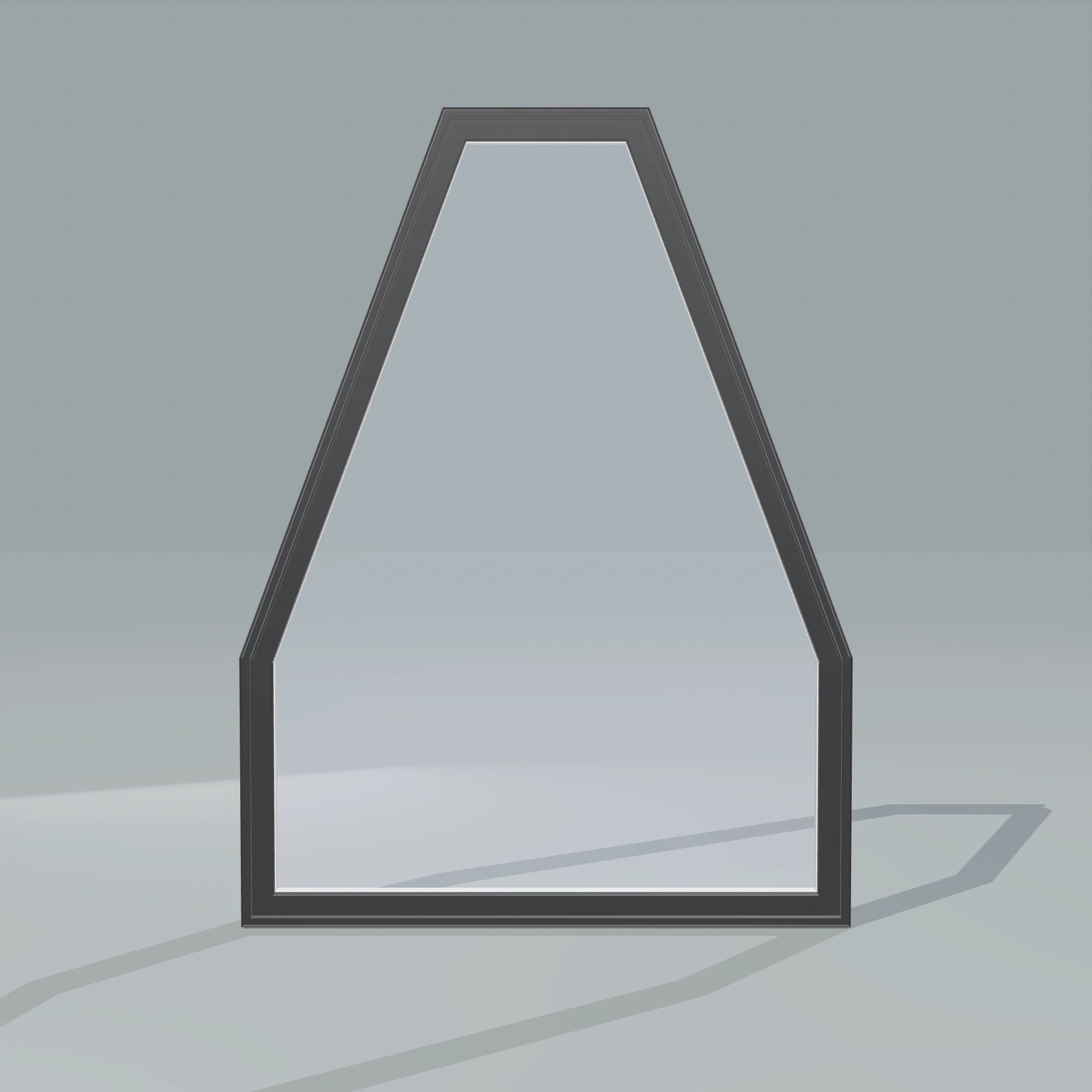 Straight exterior view of the 36 × 48 inch double polygon, black exterior / white interior, without nailing flange