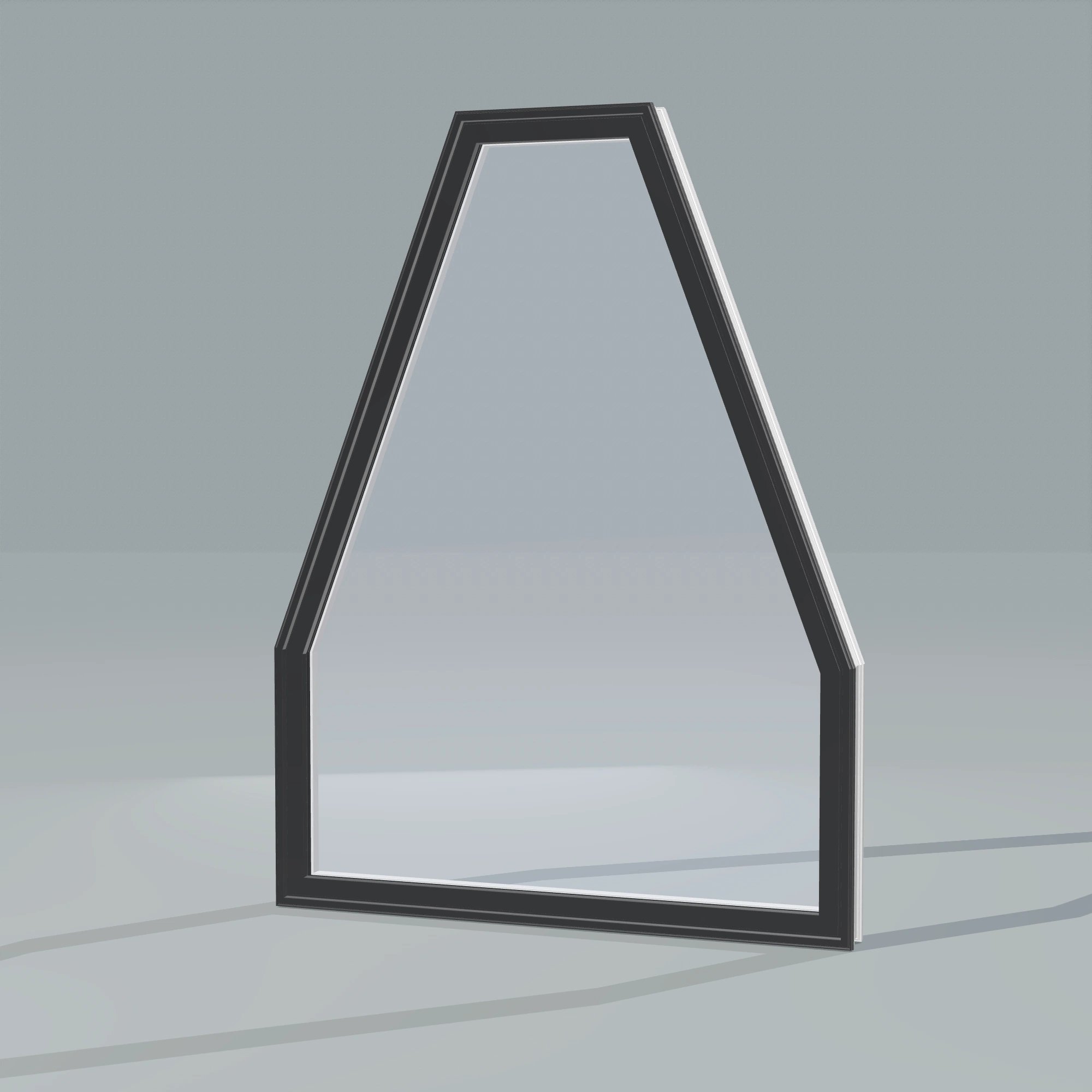 Opposite exterior angle of the 36 × 48 inch double polygon, black exterior / white interior, without nailing flange