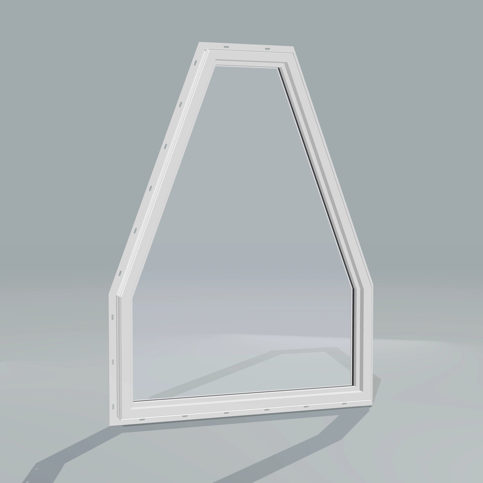 Angled interior view of the 36 × 48 inch double polygon, white exterior / white interior, with nailing flange