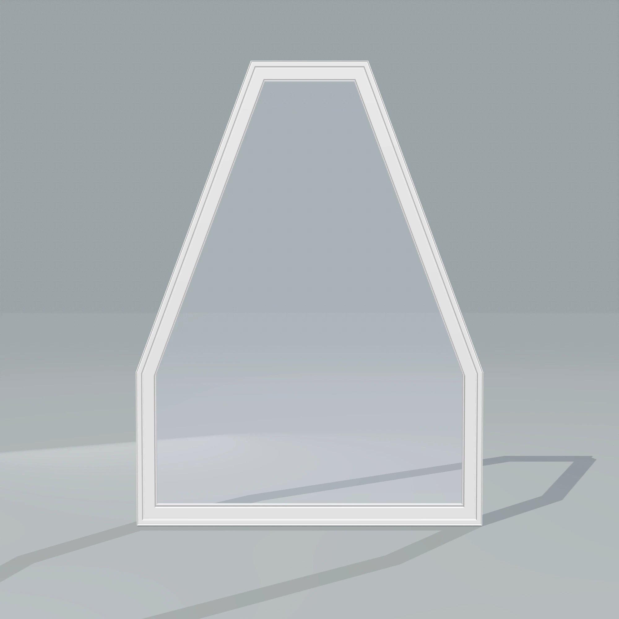 Straight exterior view of the 36 × 48 inch double polygon, white exterior / white interior, without nailing flange