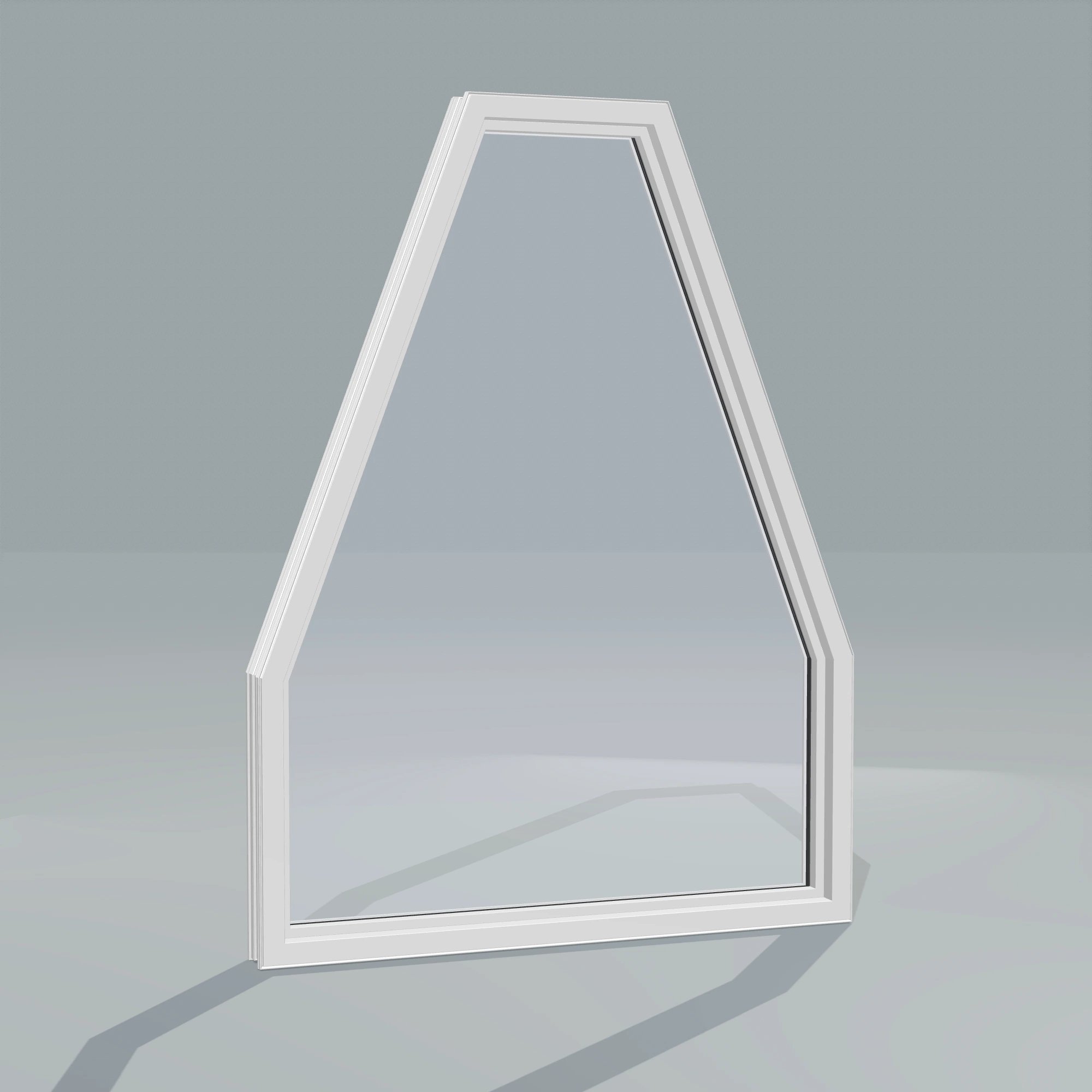 Angled interior view of the 36 × 48 inch double polygon, white exterior / white interior, without nailing flange