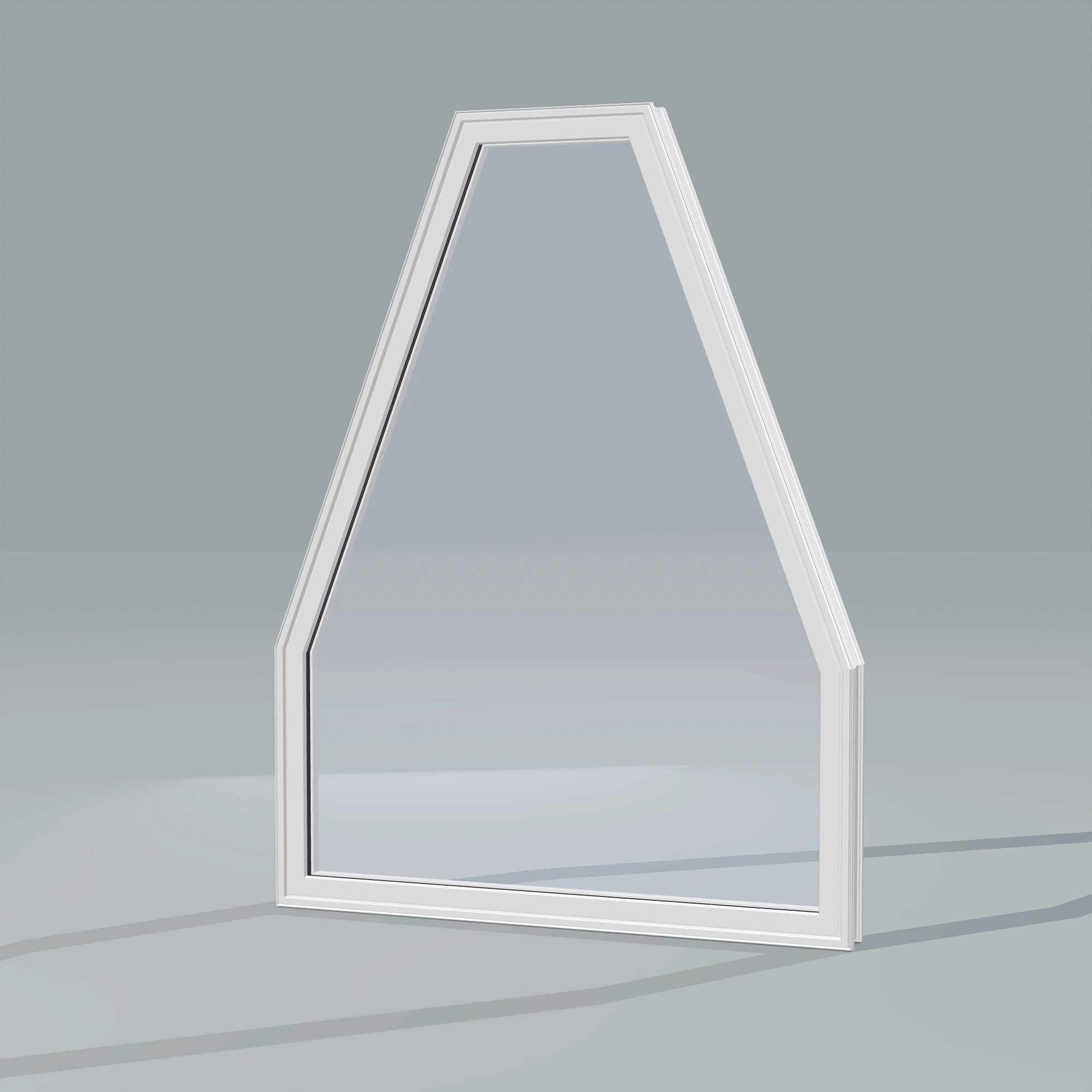 Opposite exterior angle of the 36 × 48 inch double polygon, white exterior / white interior, without nailing flange