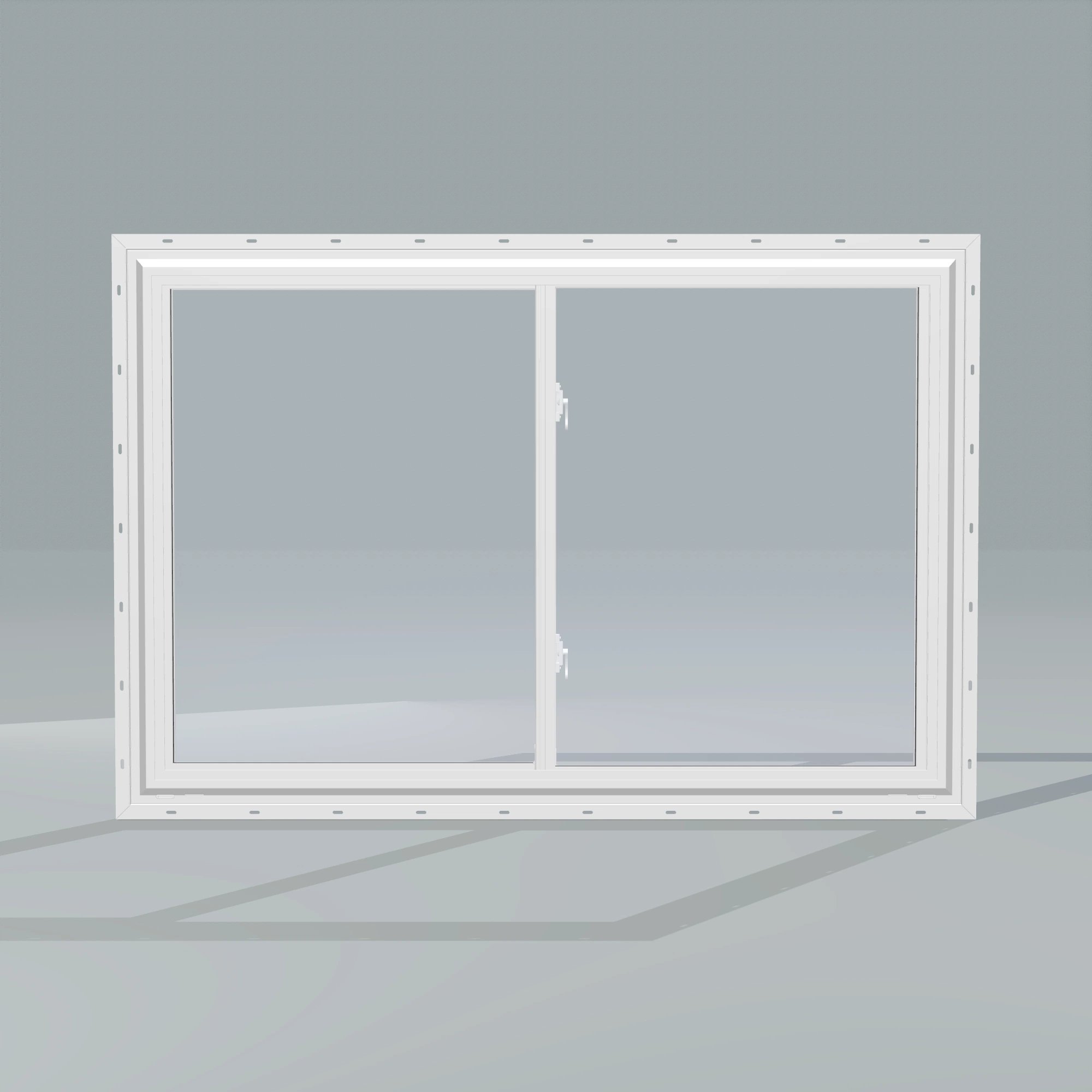 Straight exterior view of the 60 × 40 inch double slider, white exterior / white interior, with nailing flange