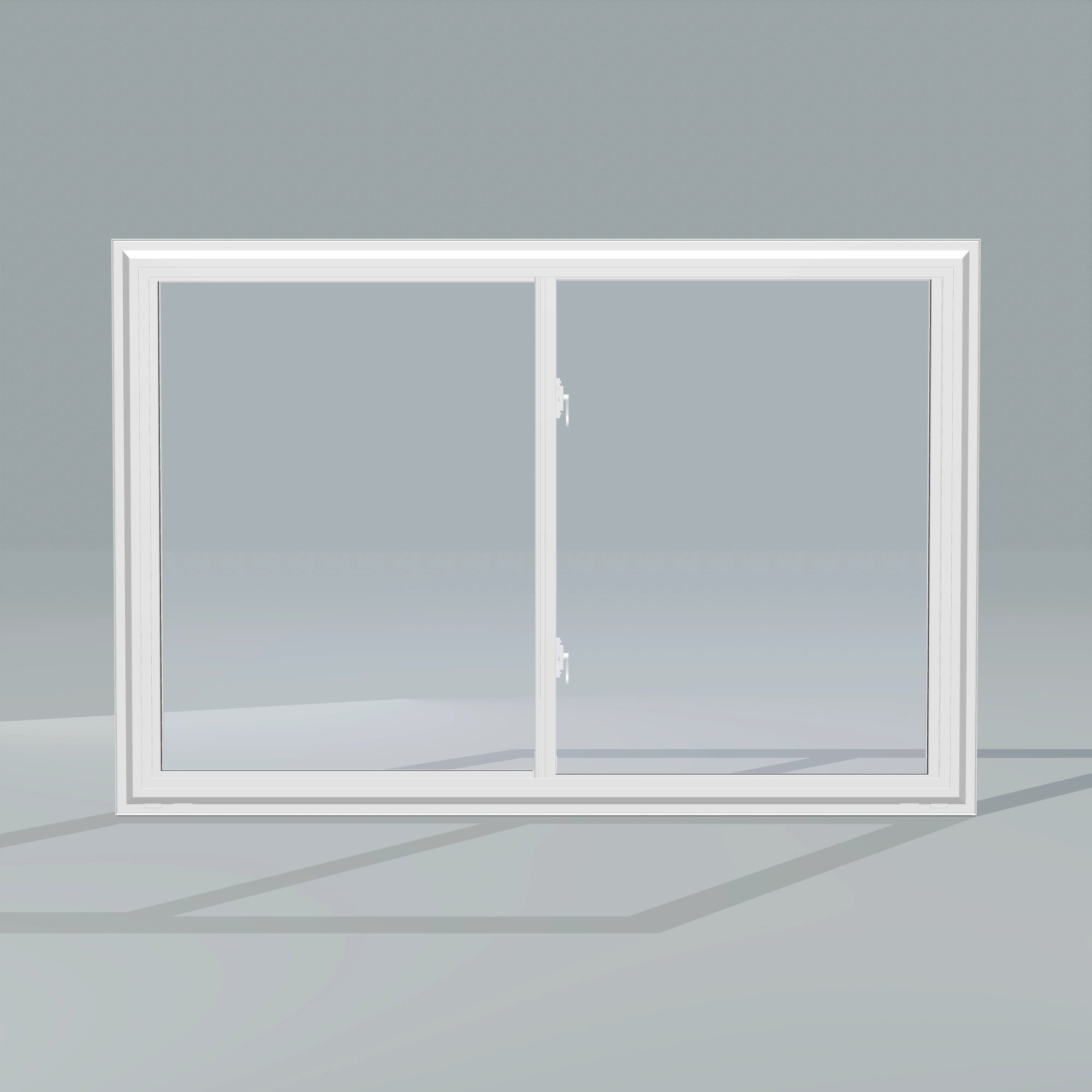 Straight exterior view of the 60 × 40 inch double slider, white exterior / white interior, without nailing flange
