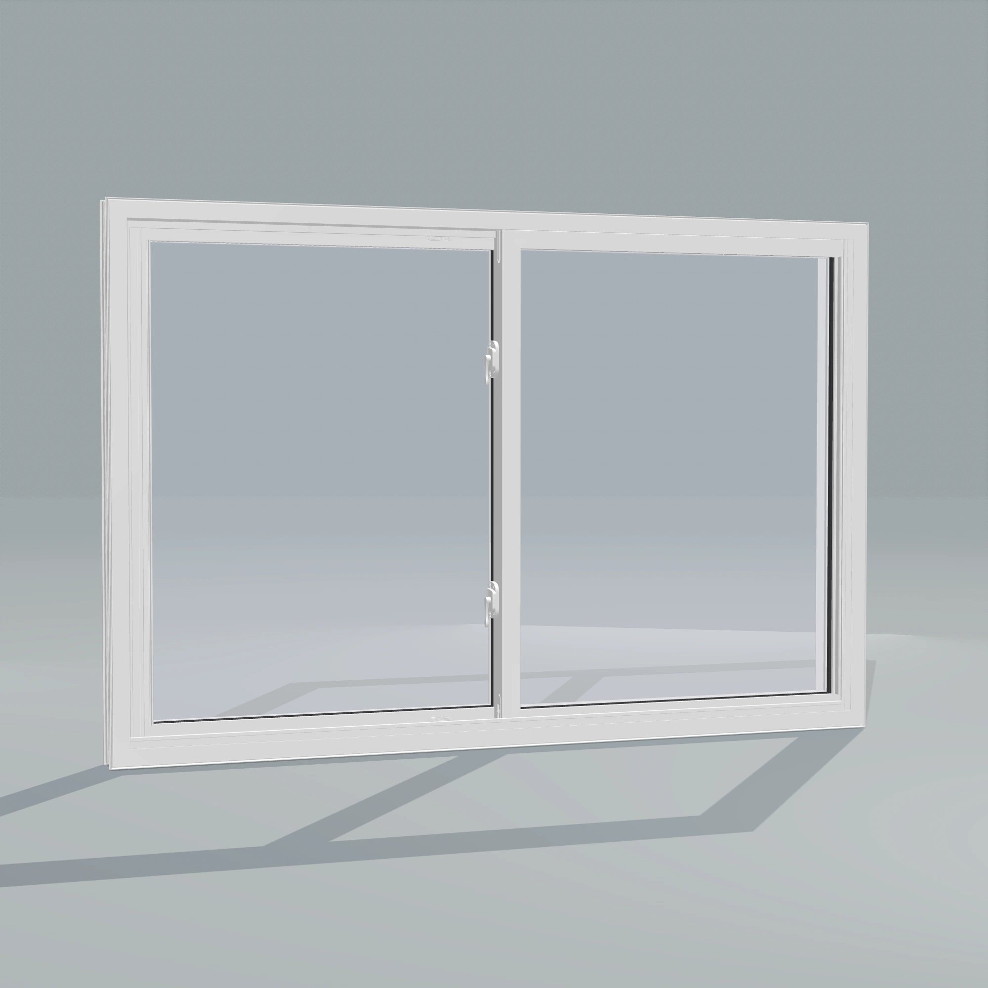 Angled interior view of the 60 × 40 inch double slider, white exterior / white interior, without nailing flange