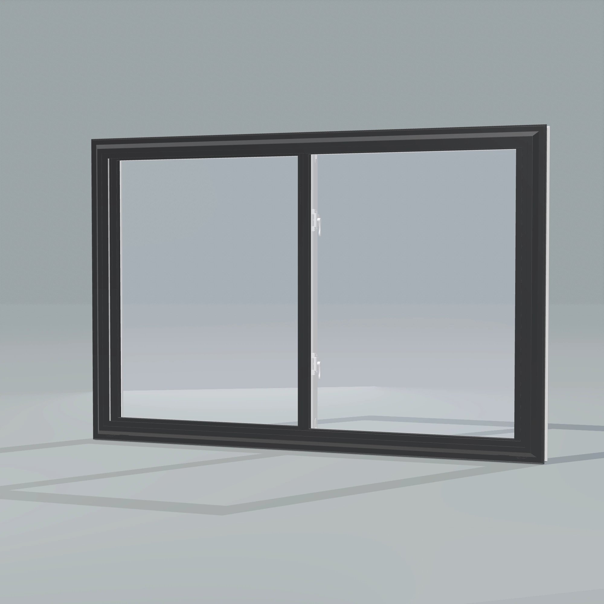 Opposite exterior angle of the 60 × 40 inch double slider with tilt, black exterior / white interior, without nailing flange