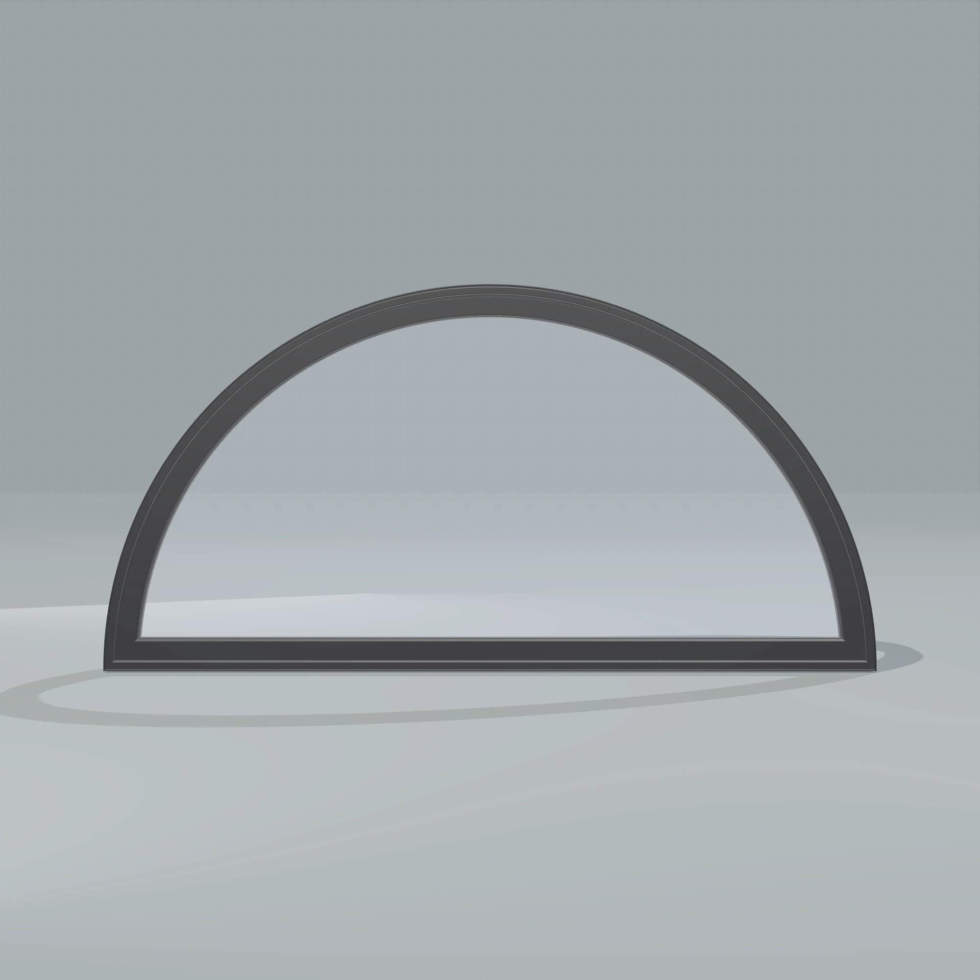 Straight exterior view of the 48 × 24 inch ellipse, black exterior / black interior, without nailing flange