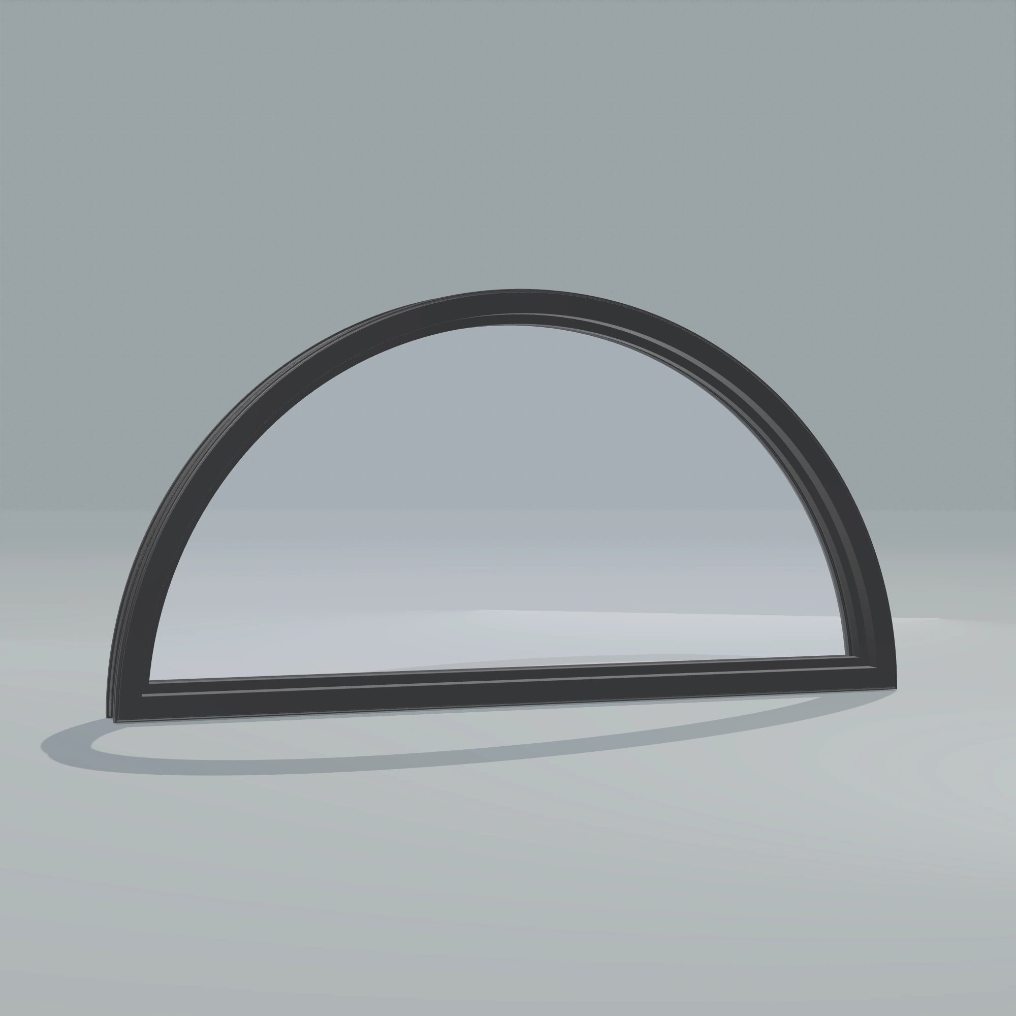 Angled interior view of the 48 × 24 inch ellipse, black exterior / black interior, without nailing flange