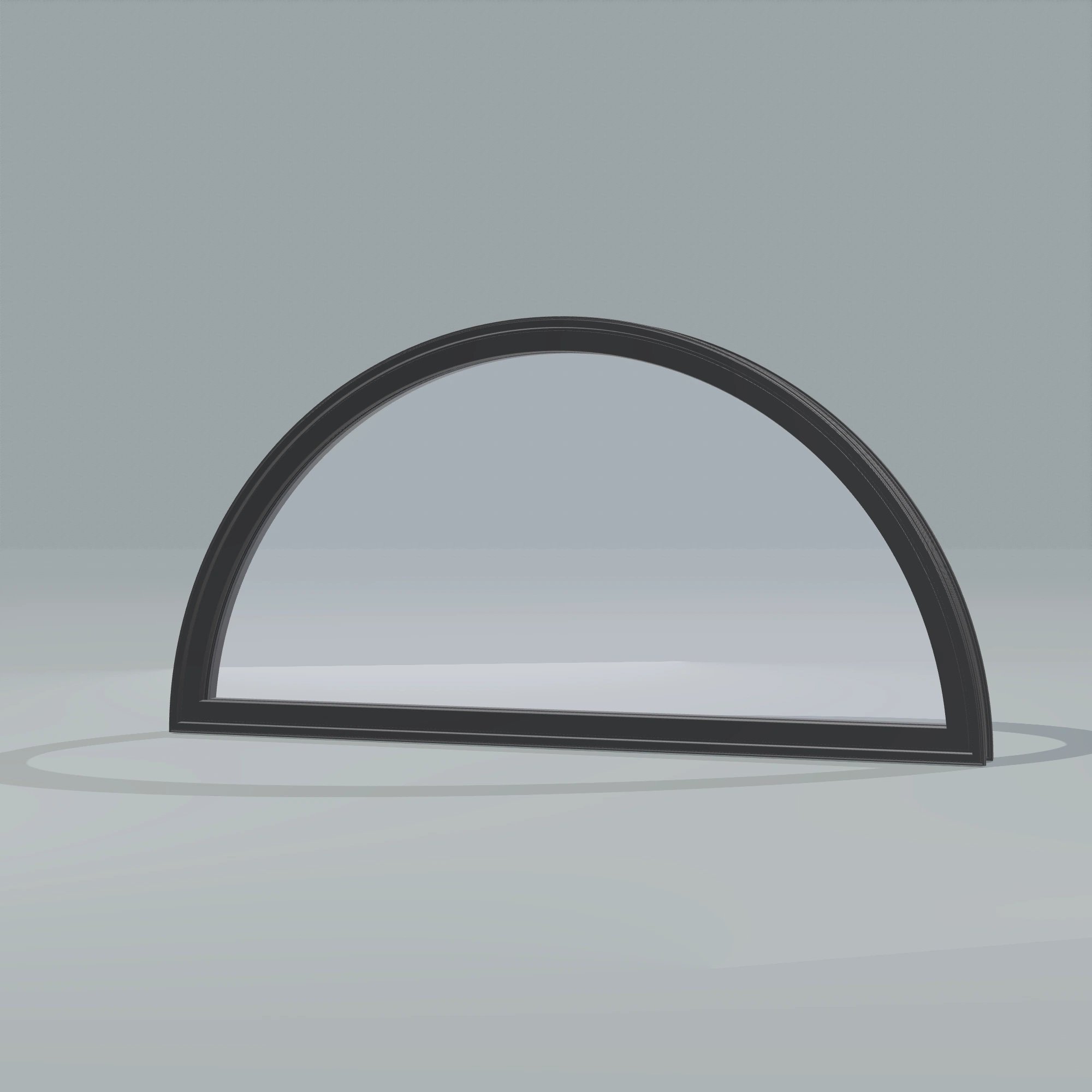 Opposite exterior angle of the 48 × 24 inch ellipse, black exterior / black interior, without nailing flange
