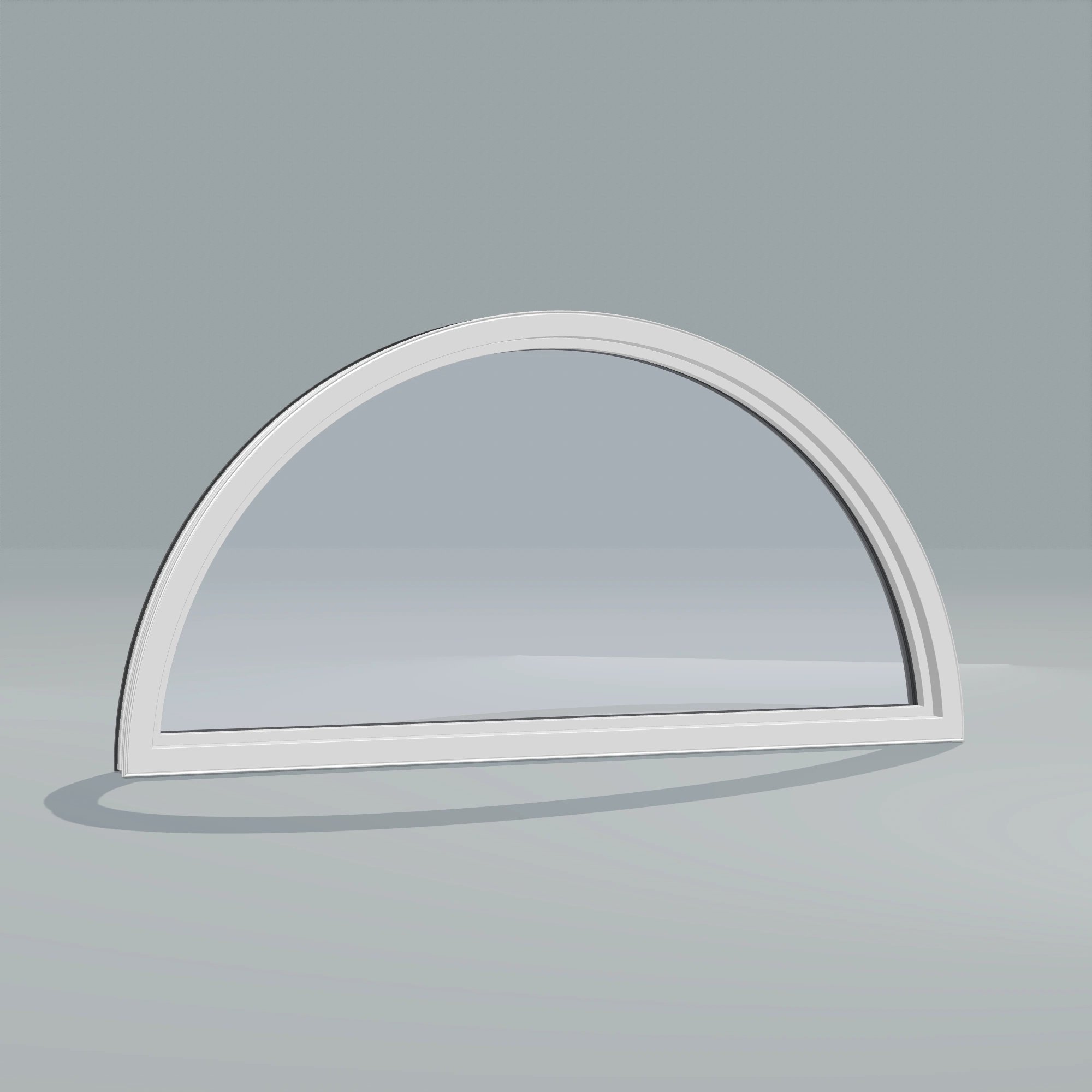 Angled interior view of the 48 × 24 inch ellipse, black exterior / white interior, without nailing flange
