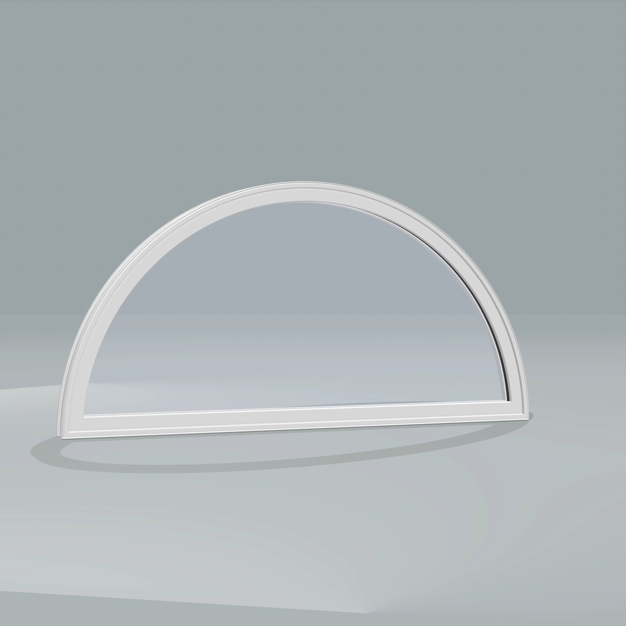 Angled exterior configurator view of the 48 × 24 inch ellipse, white exterior / white interior, without nailing flange