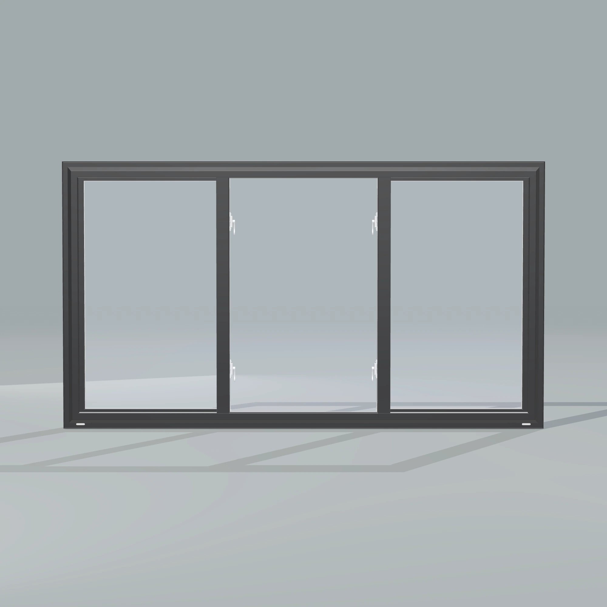 Straight exterior view of the 72 × 40 inch end vent slider, black exterior / white interior, without nailing flange