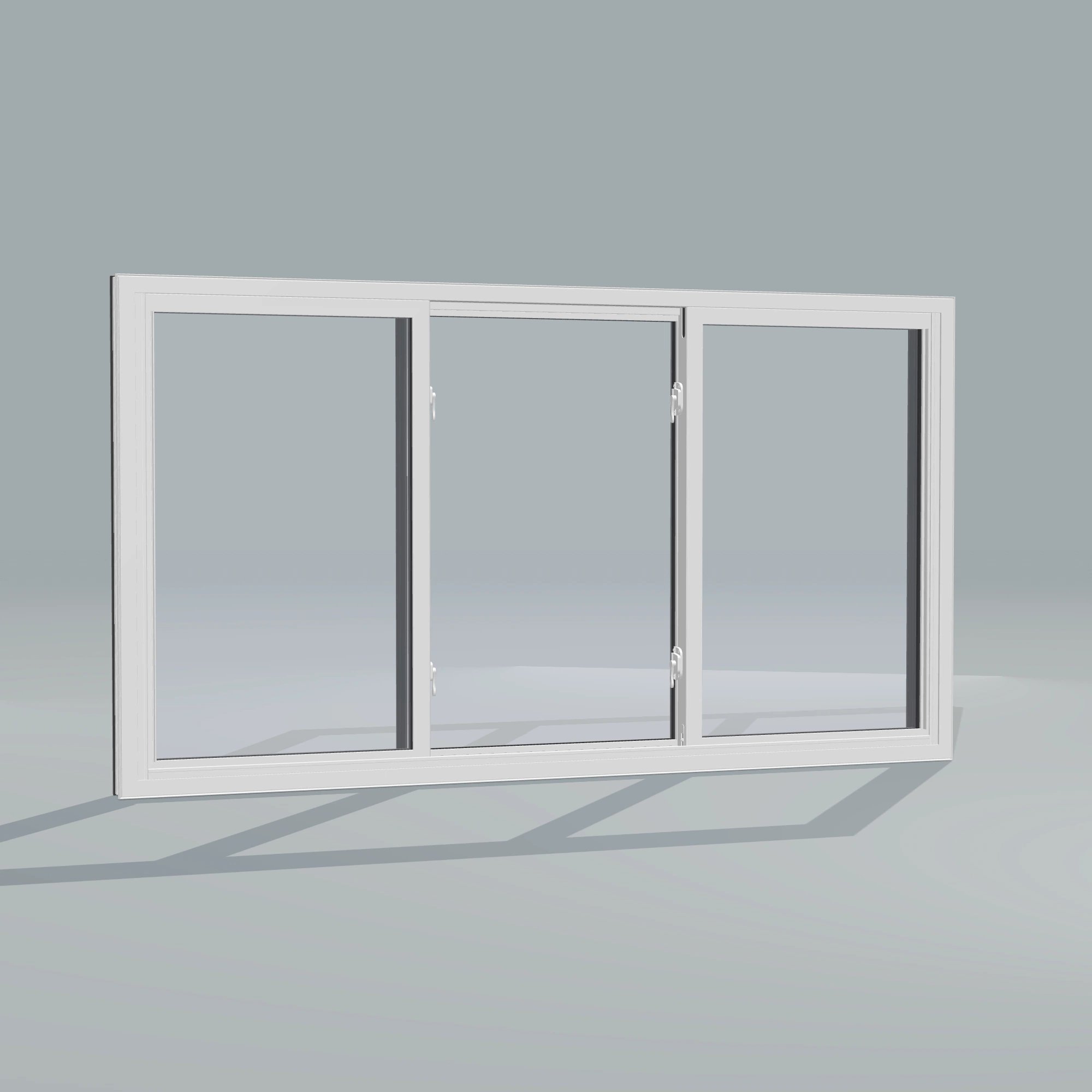 Angled interior view of the 72 × 40 inch end vent slider, black exterior / white interior, without nailing flange