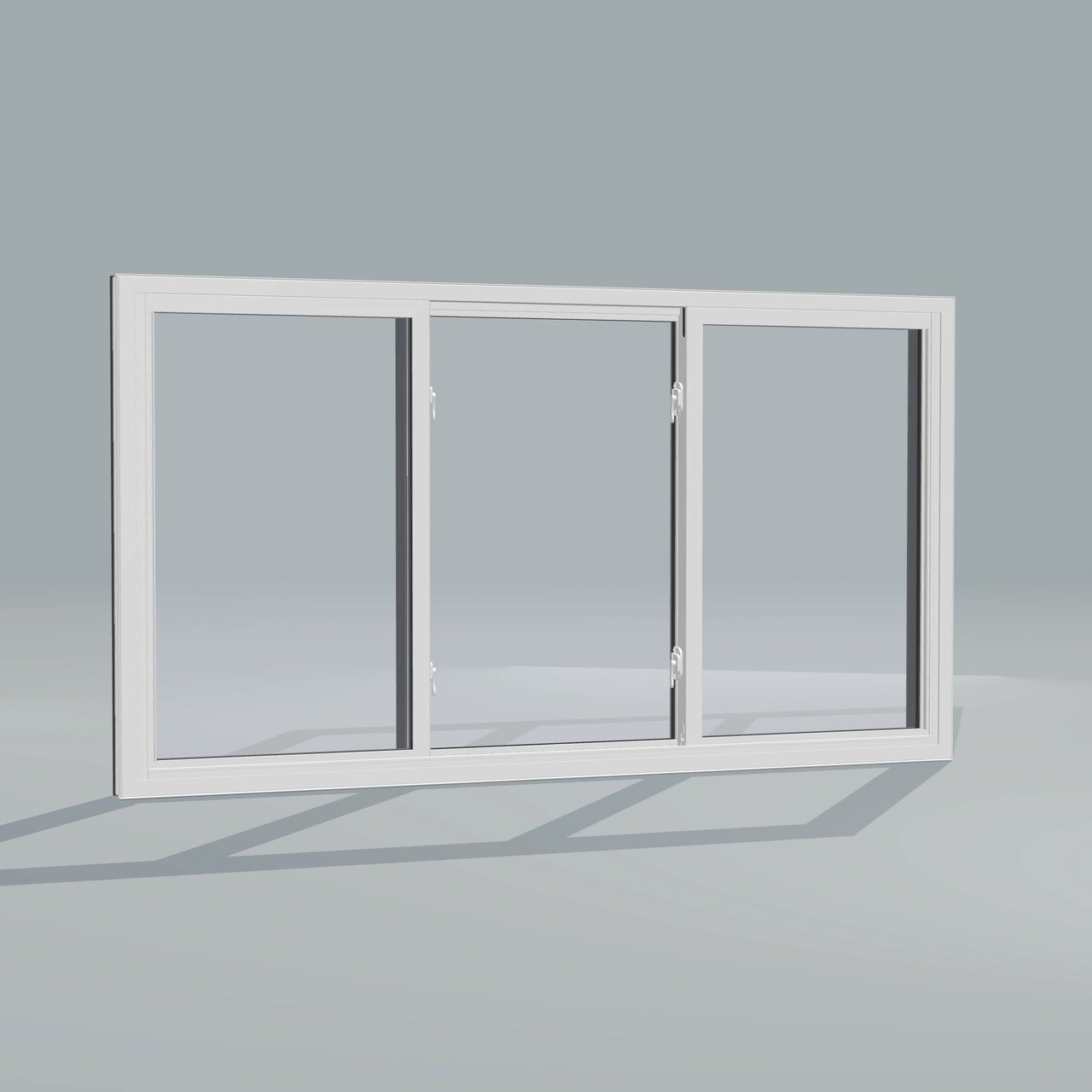 Room-side Panes configurator rendering of the same 72 × 40 inch end-vent slider window with white interior and no nailing flange