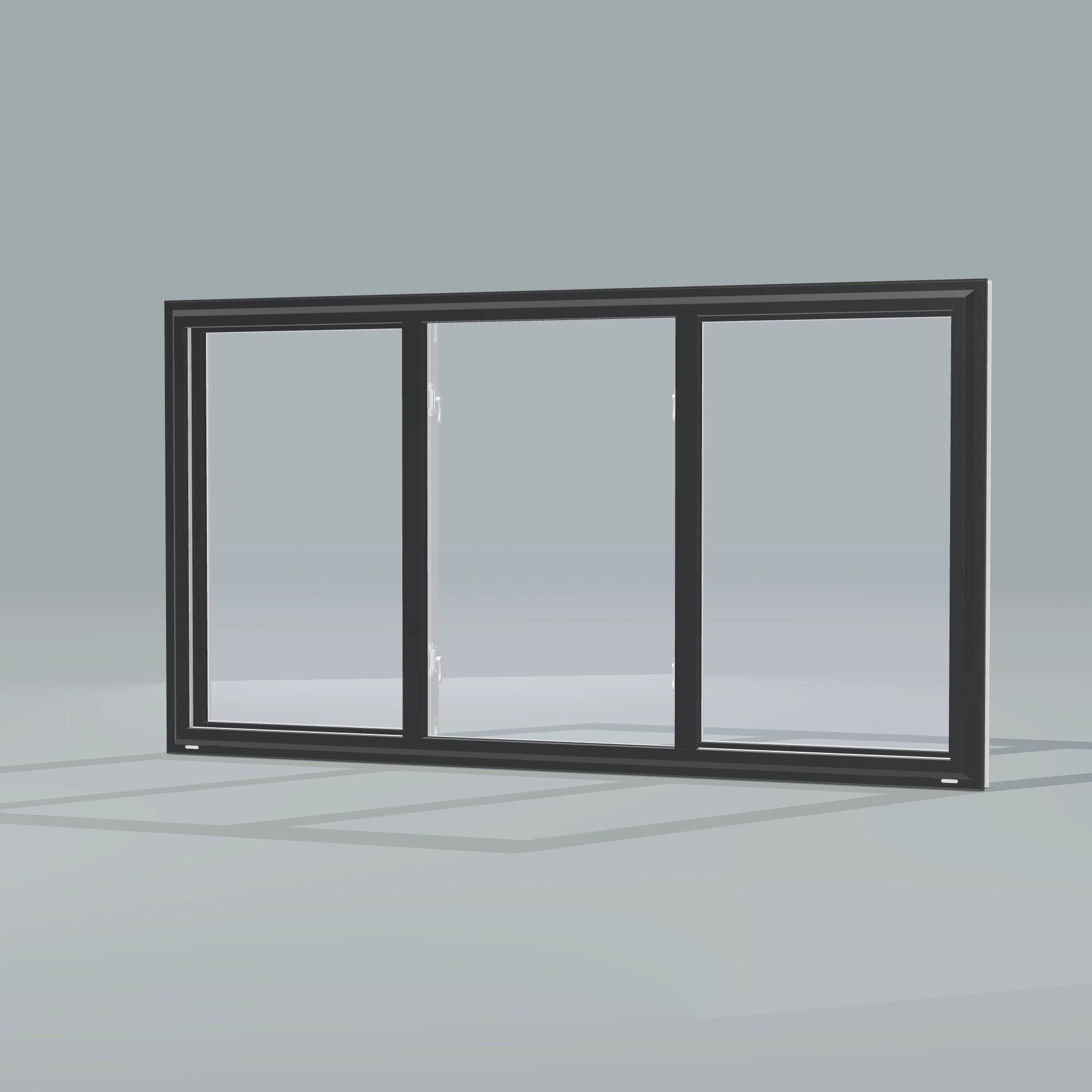 Opposite exterior angle of the 72 × 40 inch end vent slider, black exterior / white interior, without nailing flange