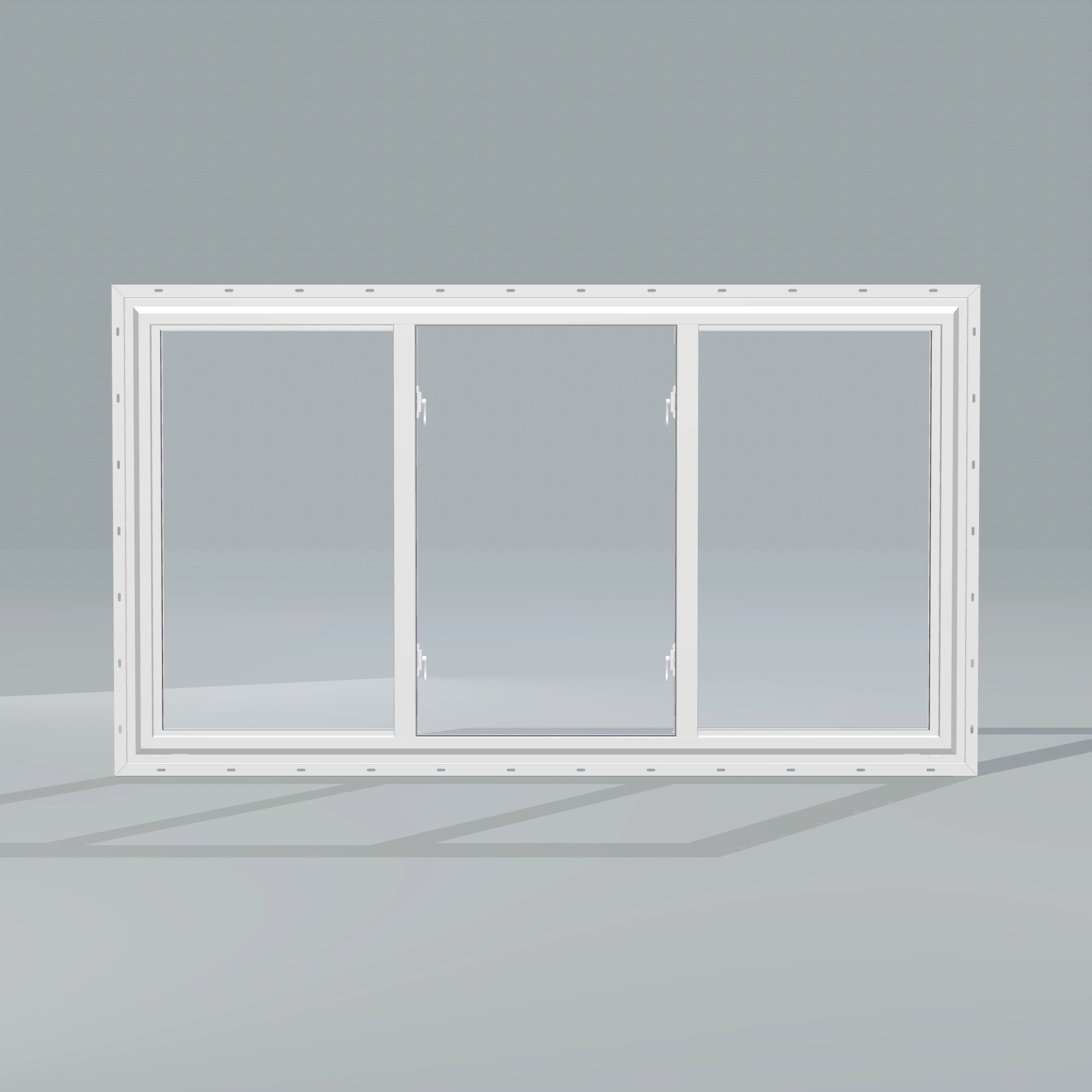 Straight exterior view of the 72 × 40 inch end vent slider, white exterior / white interior, with nailing flange