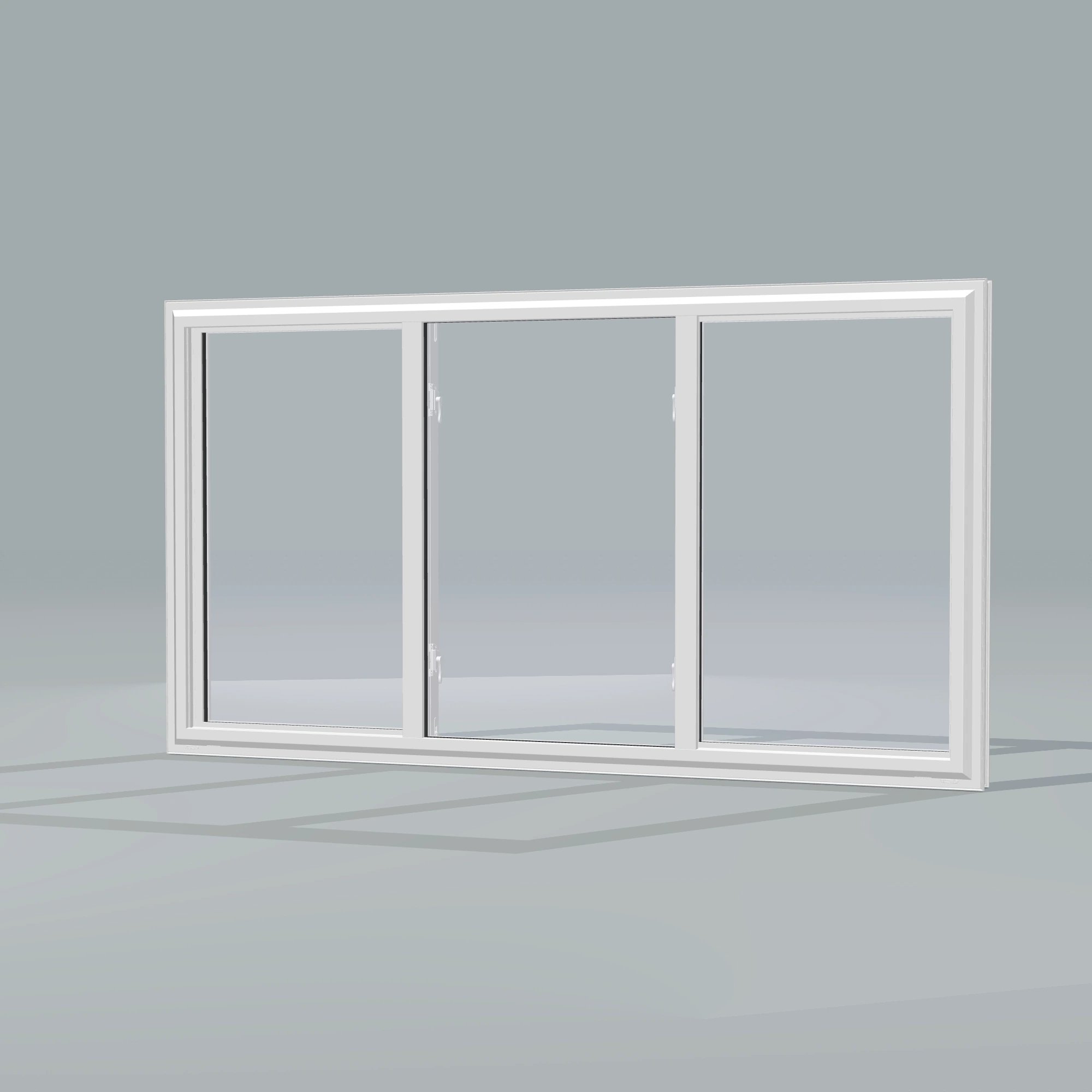 Opposite exterior angle of the 72 × 40 inch end vent slider, white exterior / white interior, without nailing flange