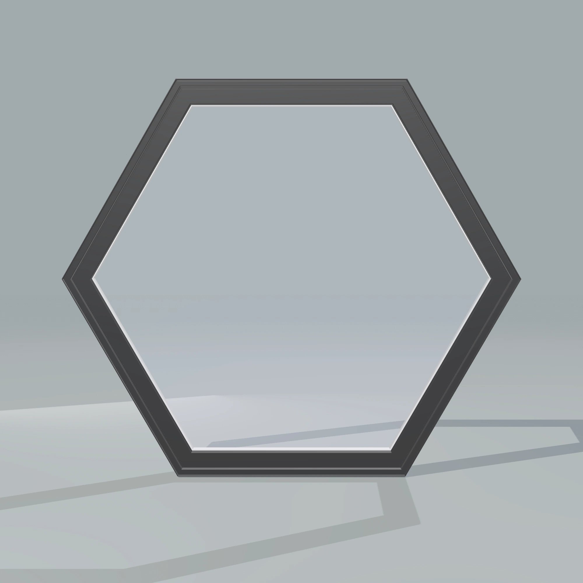 Straight exterior view of the 36 × 36 inch hexagon, black exterior / white interior, without nailing flange