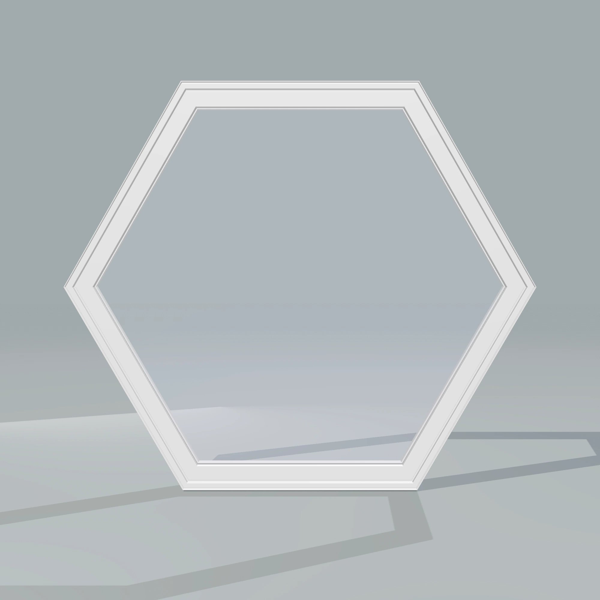 Straight exterior view of the 36 × 36 inch hexagon, white exterior / white interior, without nailing flange