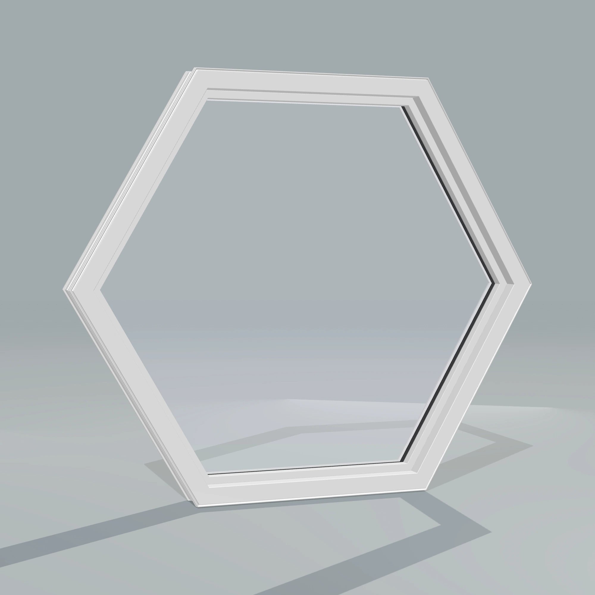 Angled interior view of the 36 × 36 inch hexagon, white exterior / white interior, without nailing flange