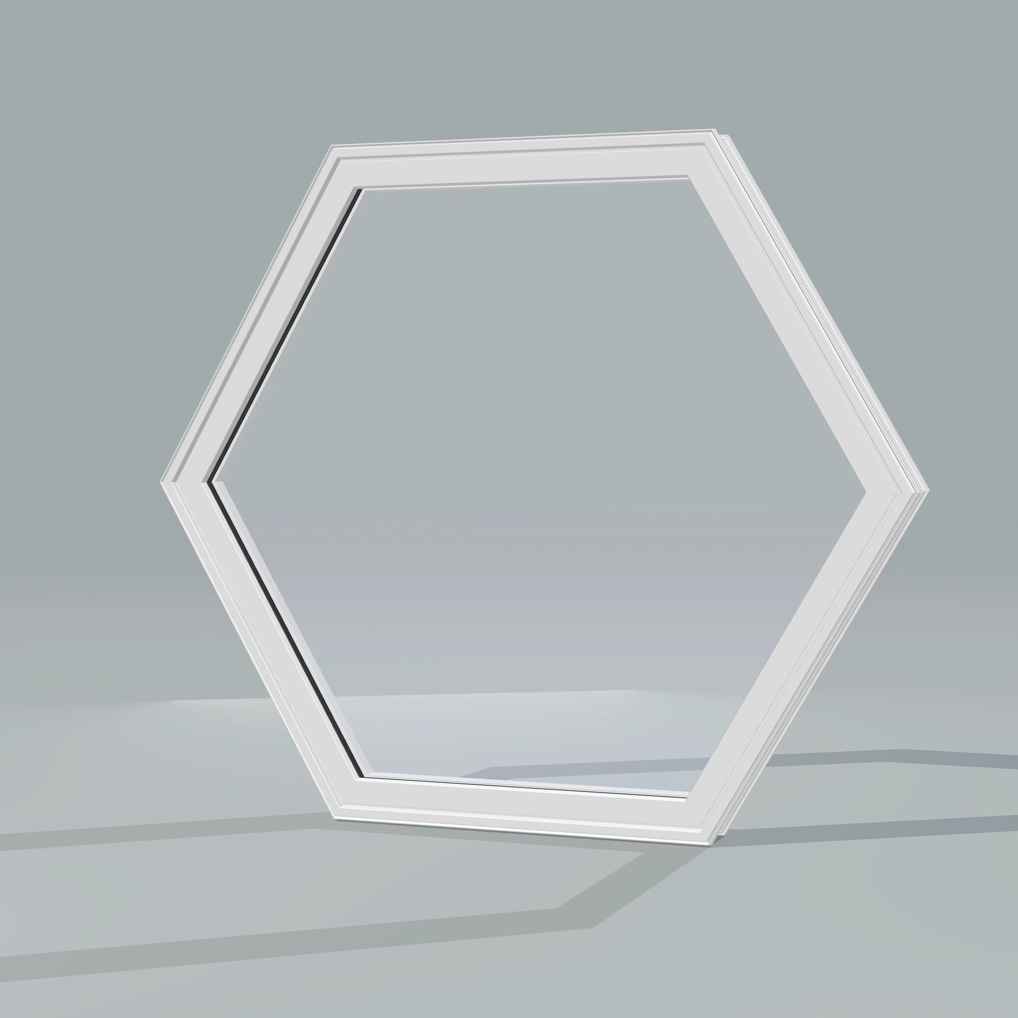 Opposite exterior angle of the 36 × 36 inch hexagon, white exterior / white interior, without nailing flange