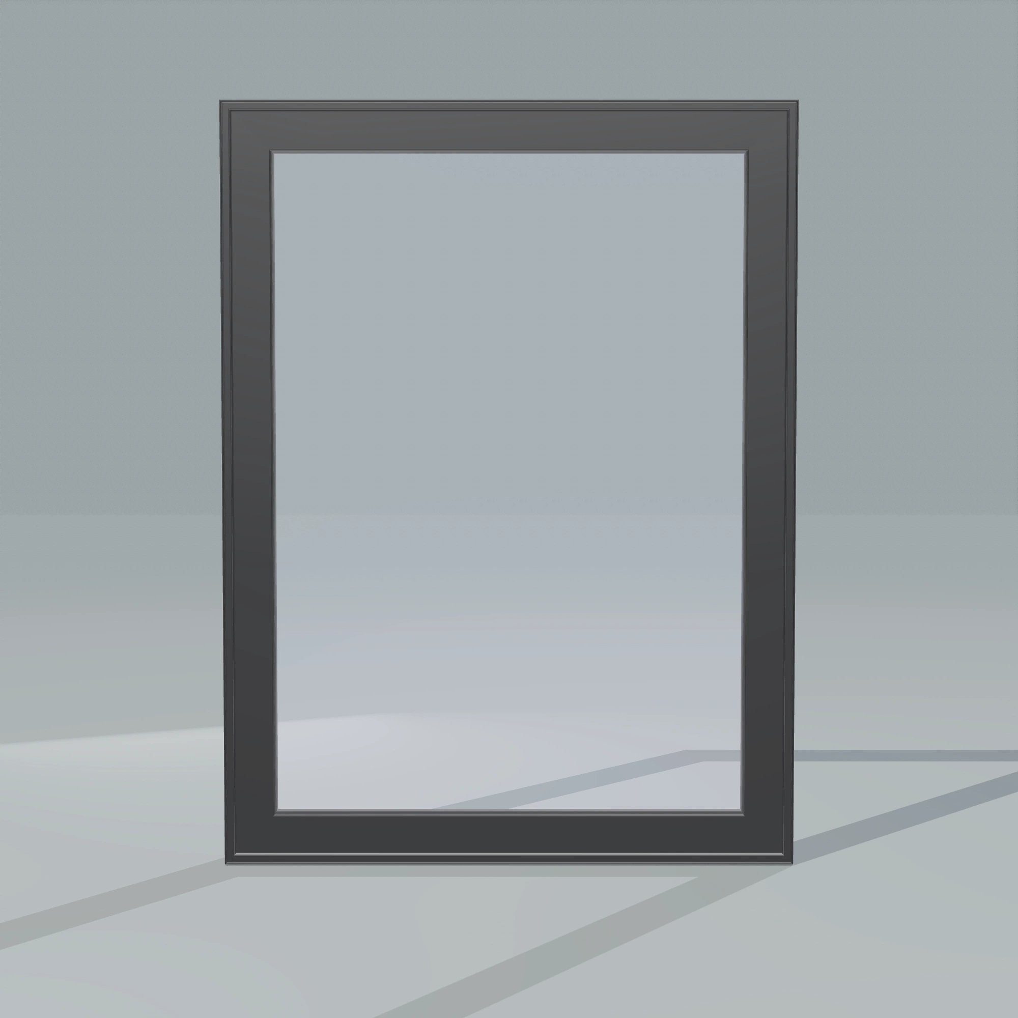 Straight exterior view of the 36 × 48 inch high fixed window, black exterior / black interior, without nailing flange