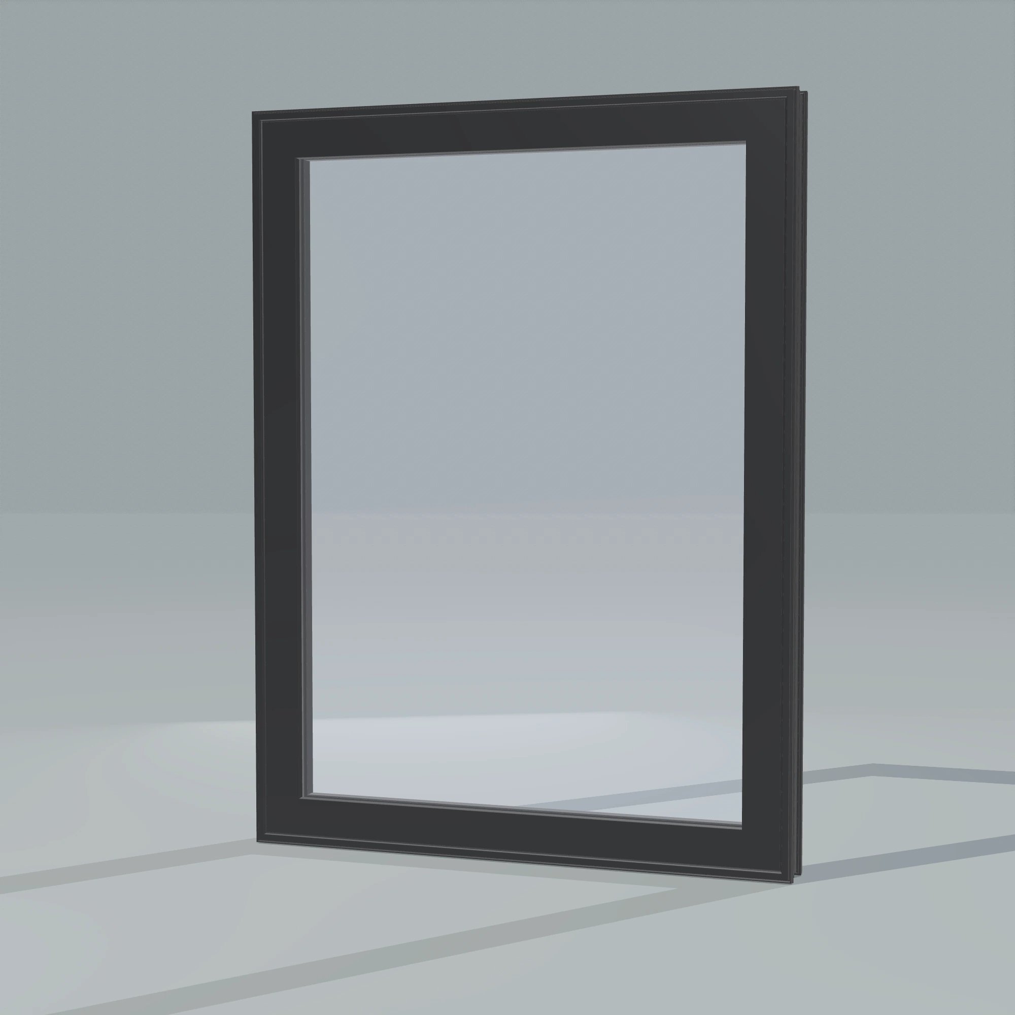 Opposite exterior angle of the 36 × 48 inch high fixed window, black exterior / black interior, without nailing flange