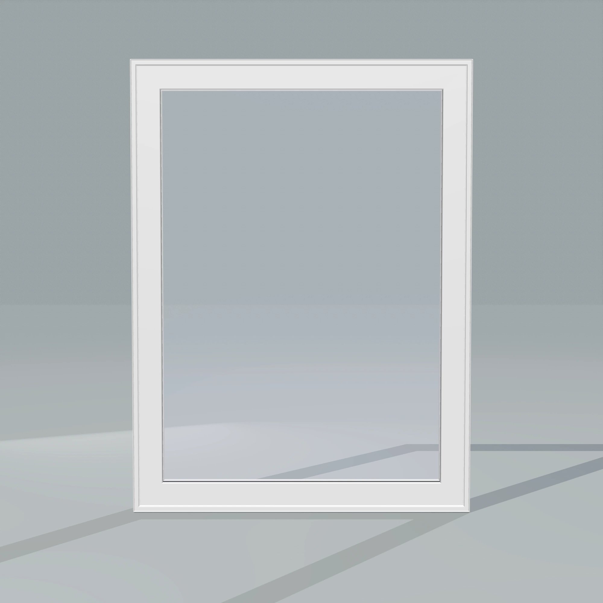 Straight exterior view of the 36 × 48 inch high fixed window, white exterior / white interior, without nailing flange