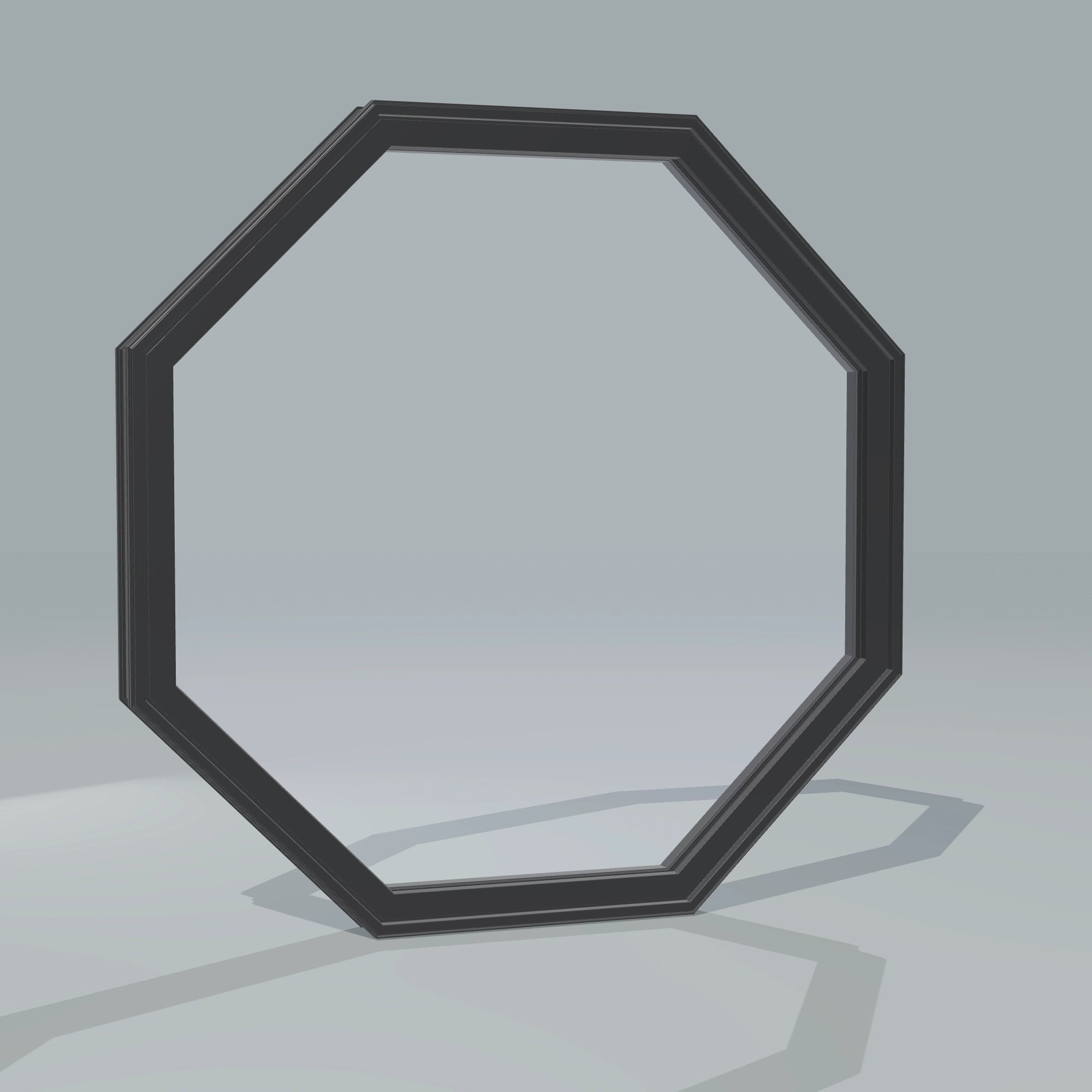 Angled exterior configurator view of the 36 × 36 inch octagon, black exterior / black interior, without nailing flange