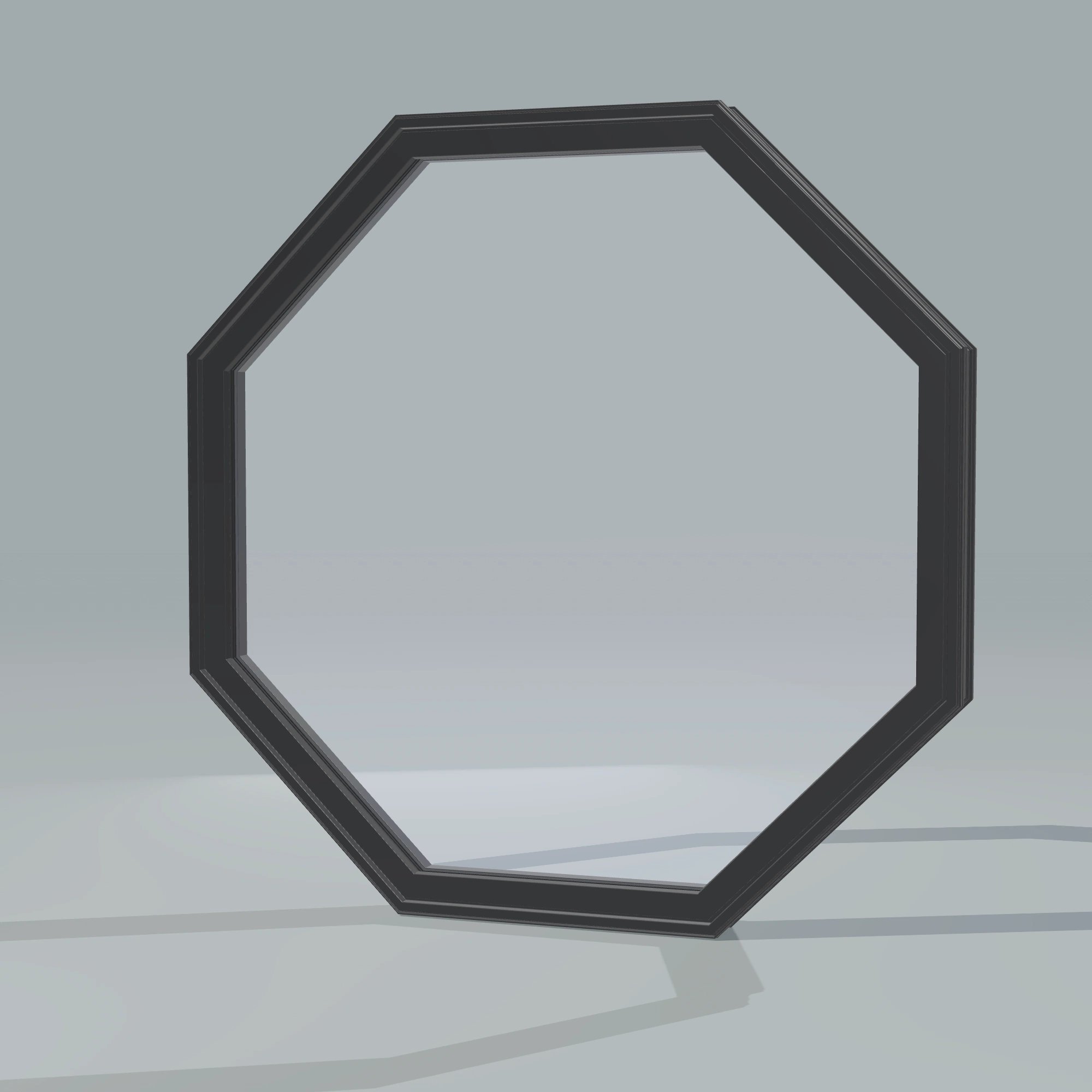Opposite exterior angle of the 36 × 36 inch octagon, black exterior / black interior, without nailing flange