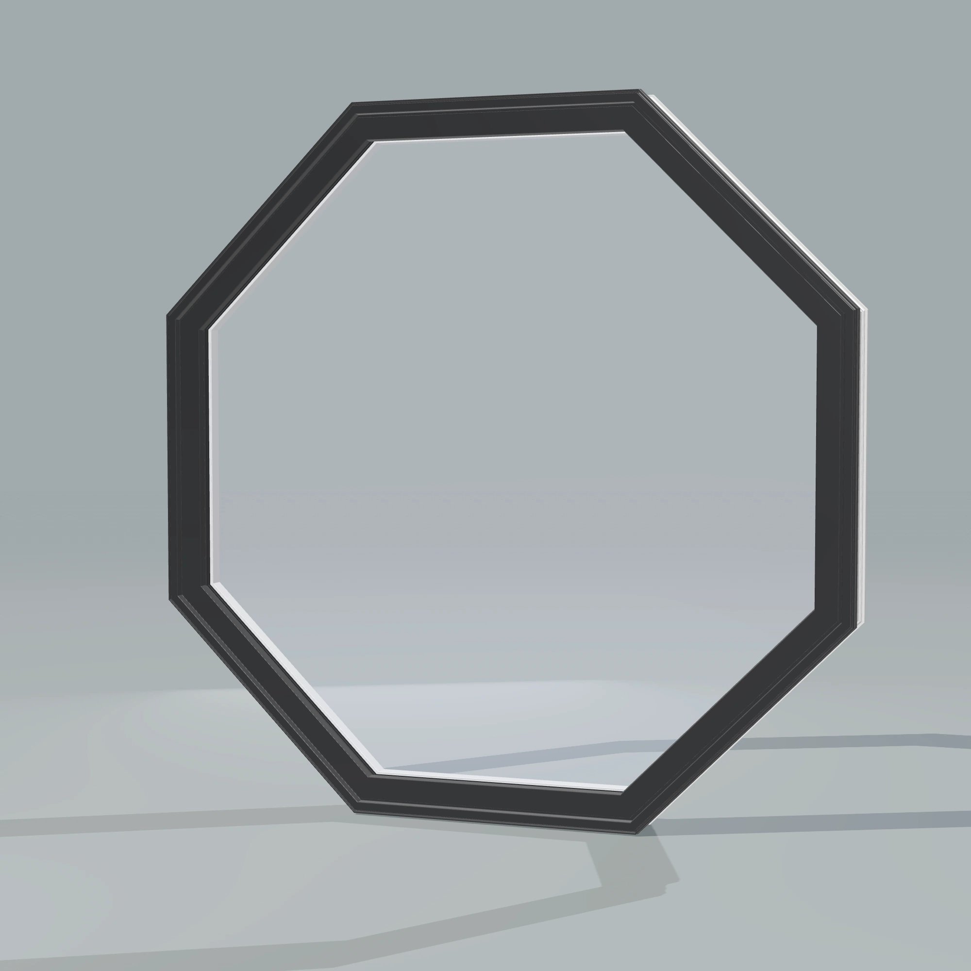 Opposite exterior angle of the 36 × 36 inch octagon, black exterior / white interior, without nailing flange
