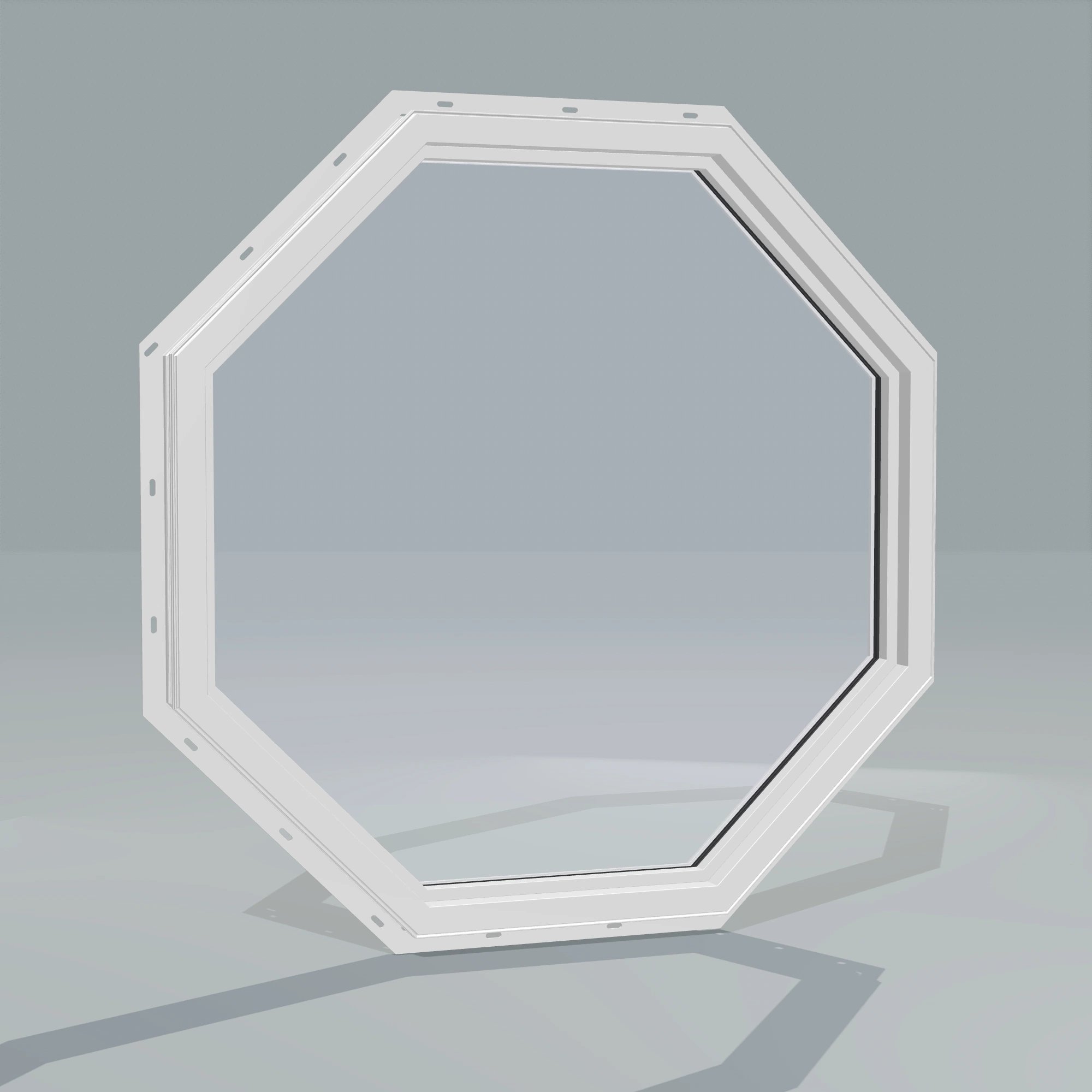 Angled interior view of the 36 × 36 inch octagon, white exterior / white interior, with nailing flange
