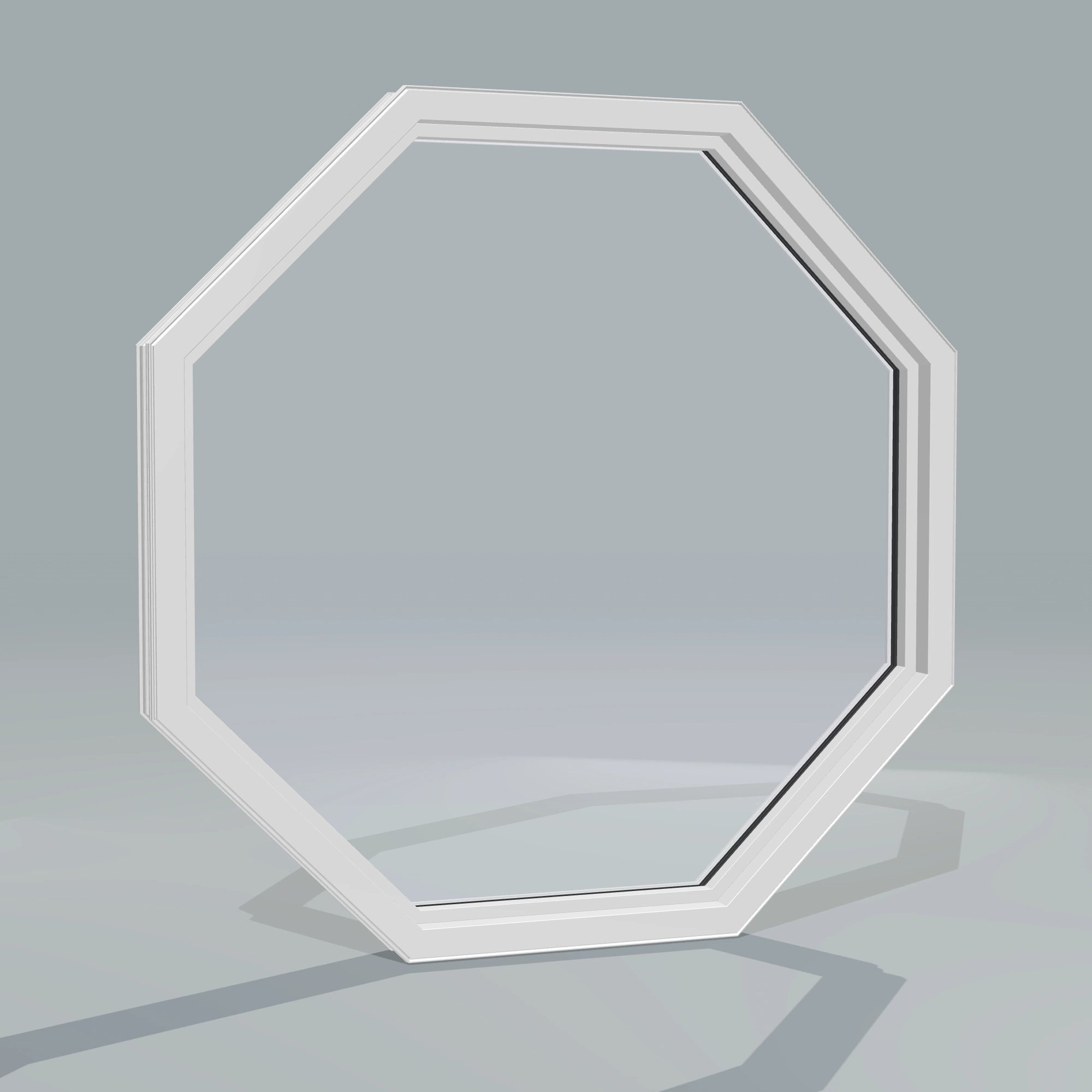Angled interior view of the 36 × 36 inch octagon, white exterior / white interior, without nailing flange