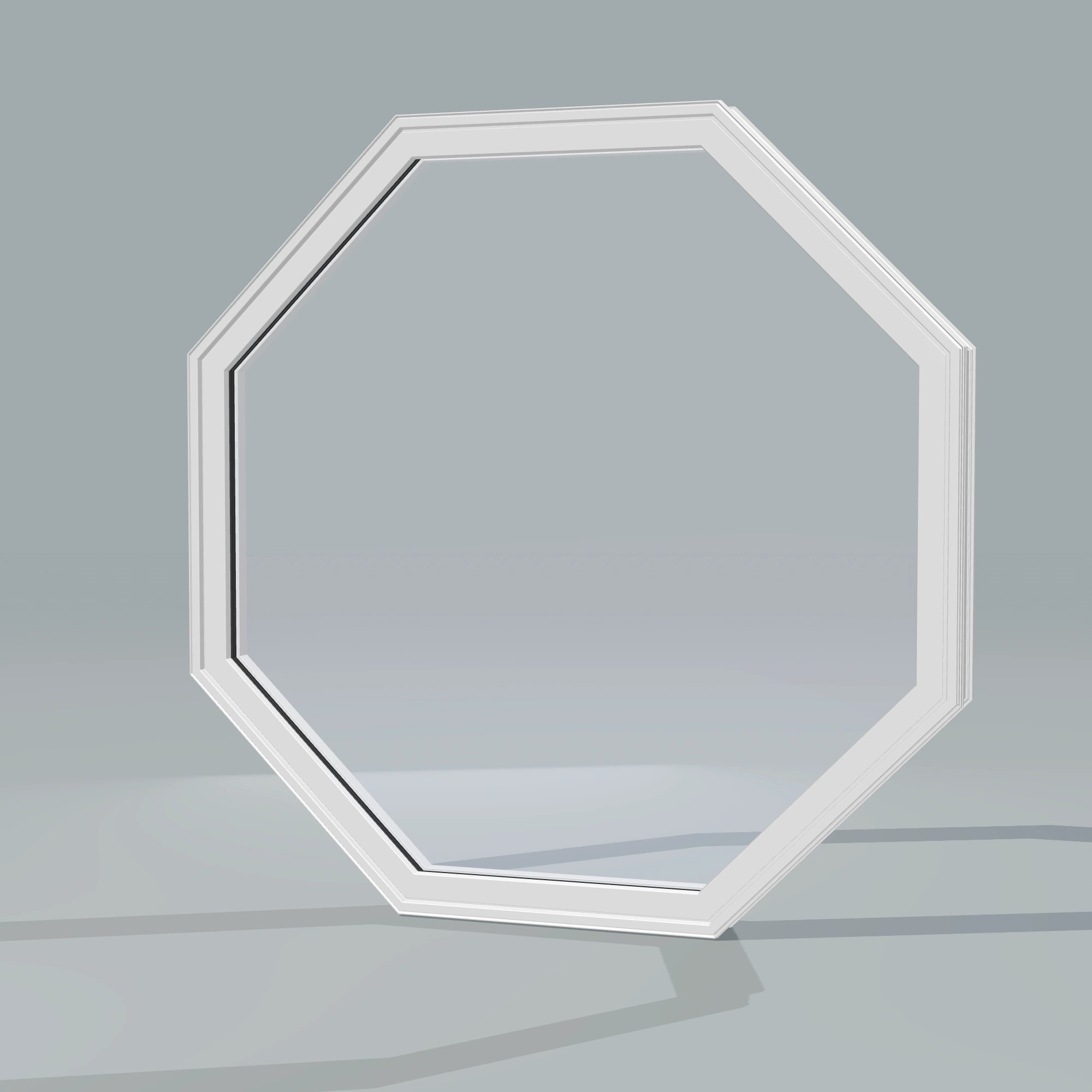 Opposite exterior angle of the 36 × 36 inch octagon, white exterior / white interior, without nailing flange