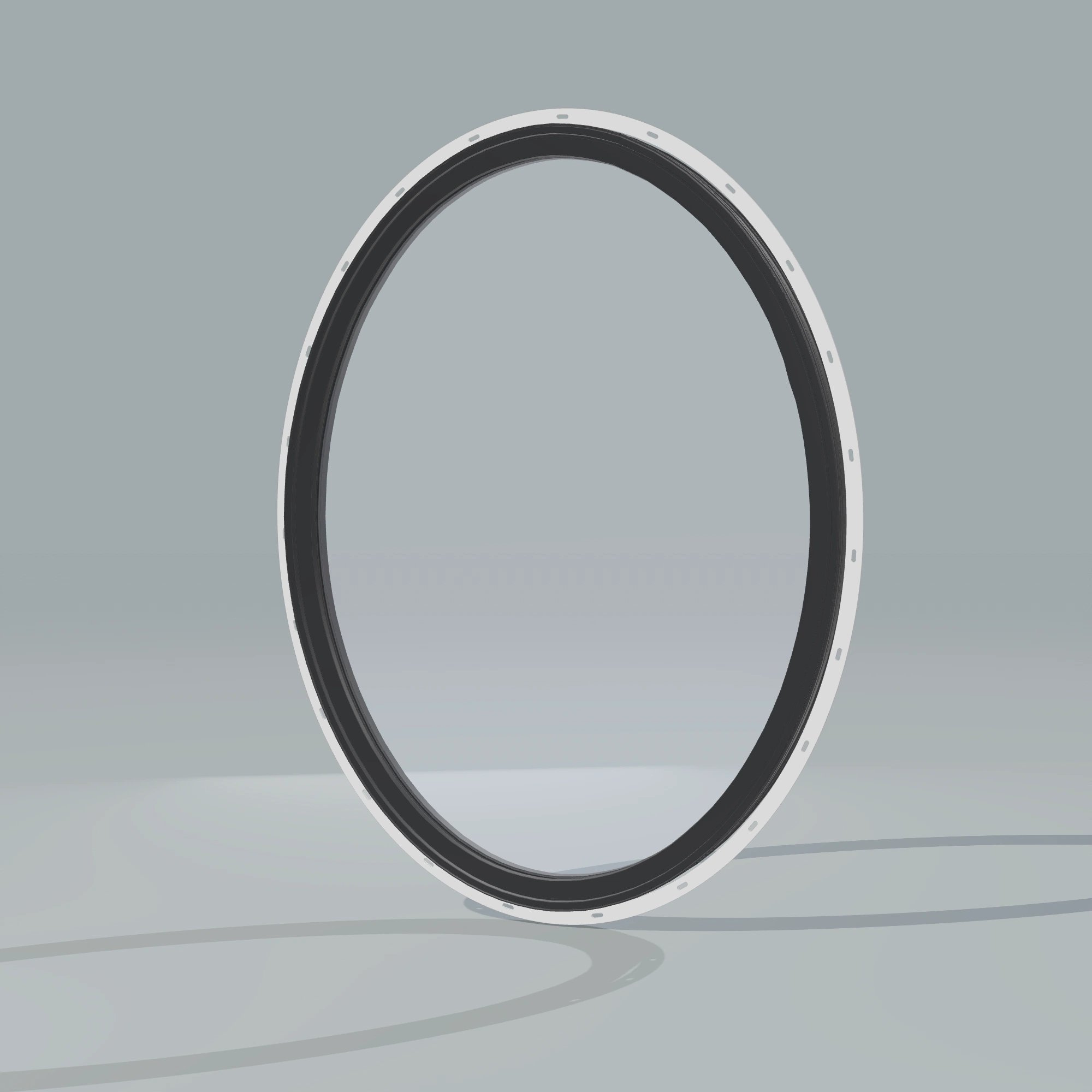 Opposite exterior angle of the 36 × 48 inch oval, black exterior / black interior, with nailing flange