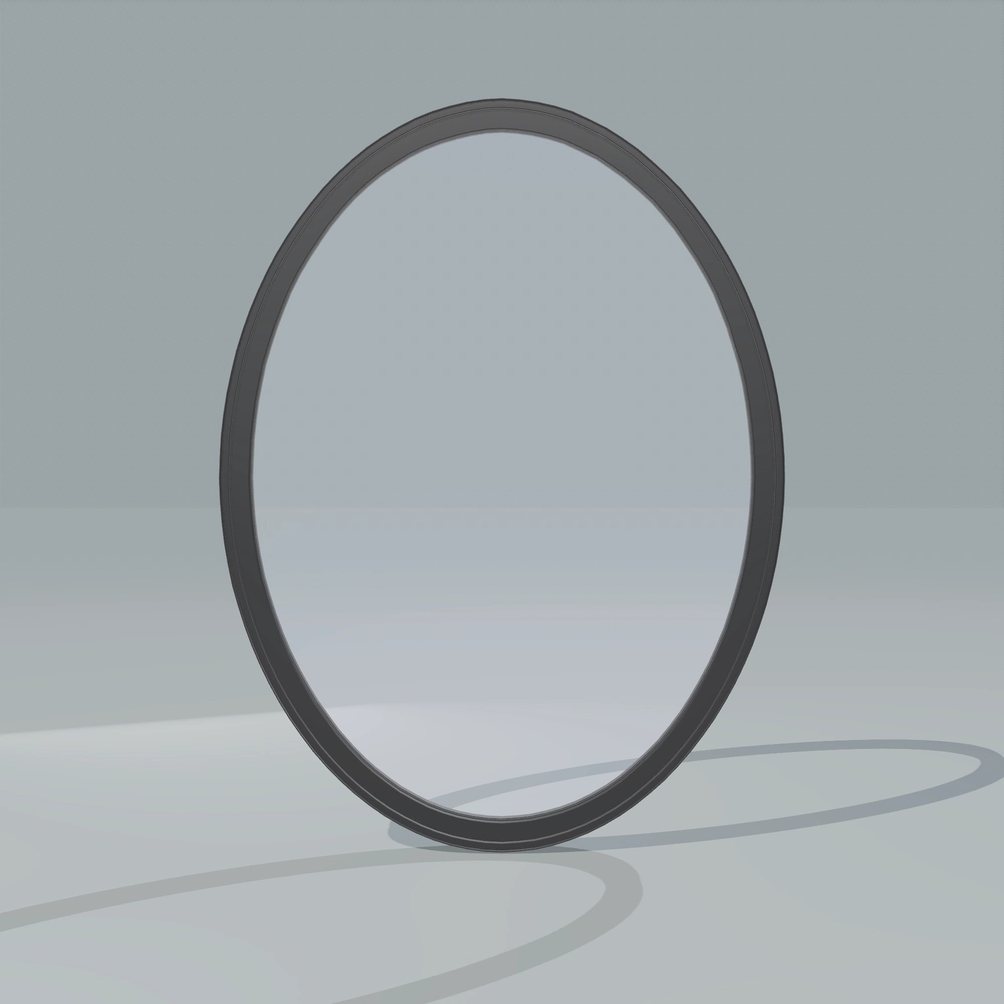 Straight exterior view of the 36 × 48 inch oval, black exterior / black interior, without nailing flange