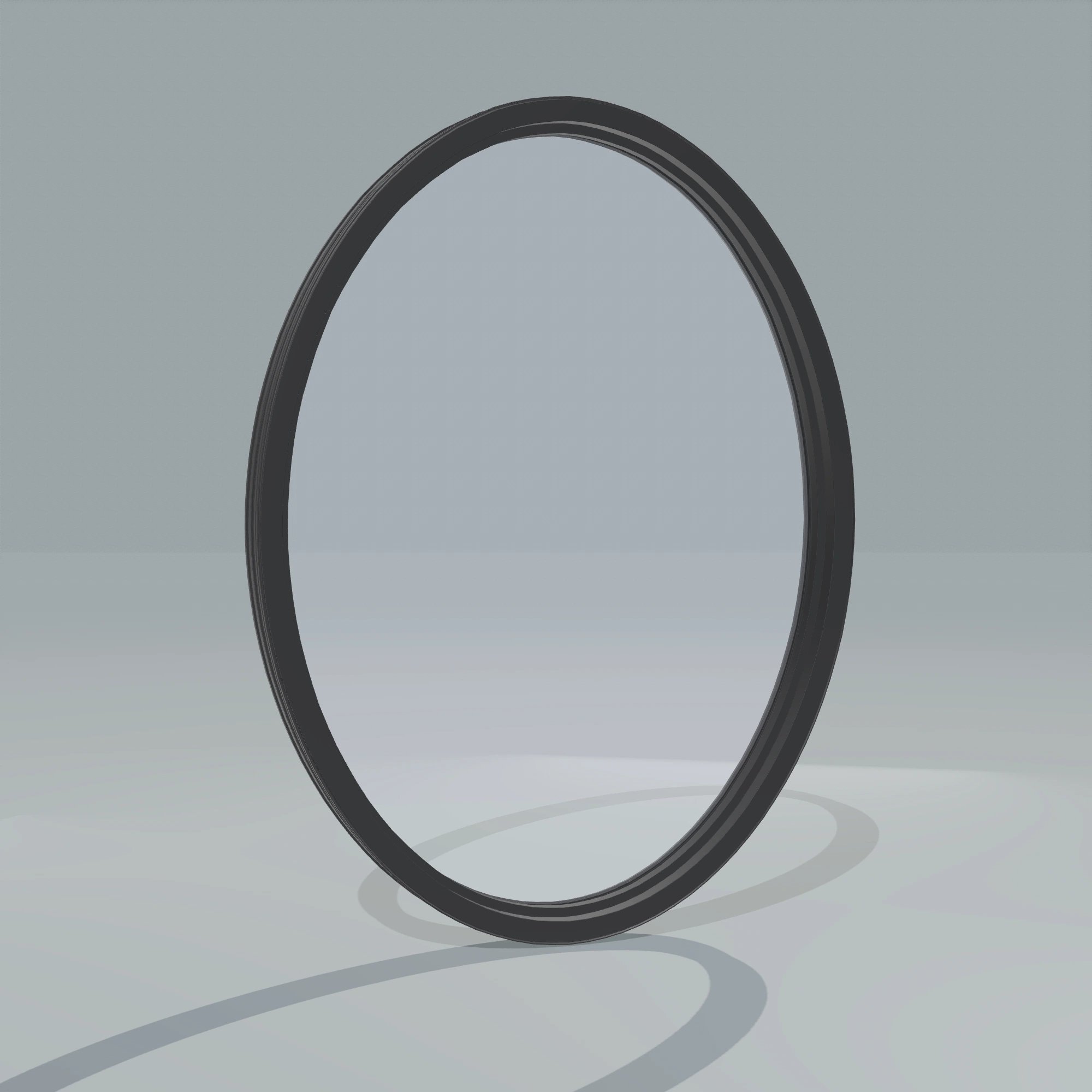 Angled interior view of the 36 × 48 inch oval, black exterior / black interior, without nailing flange