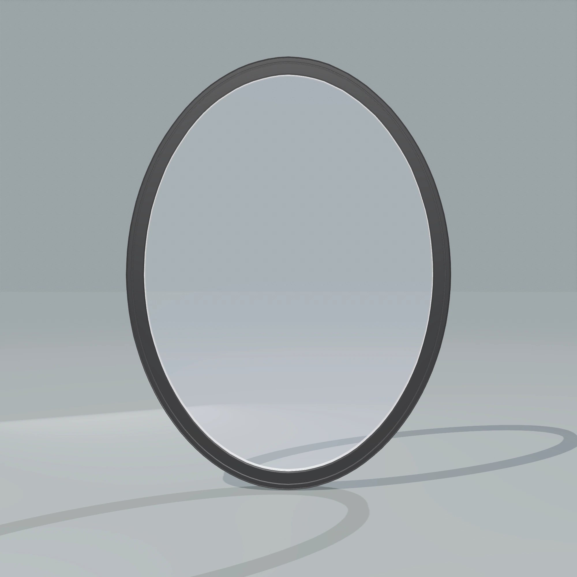 Straight exterior view of the 36 × 48 inch oval, black exterior / white interior, without nailing flange
