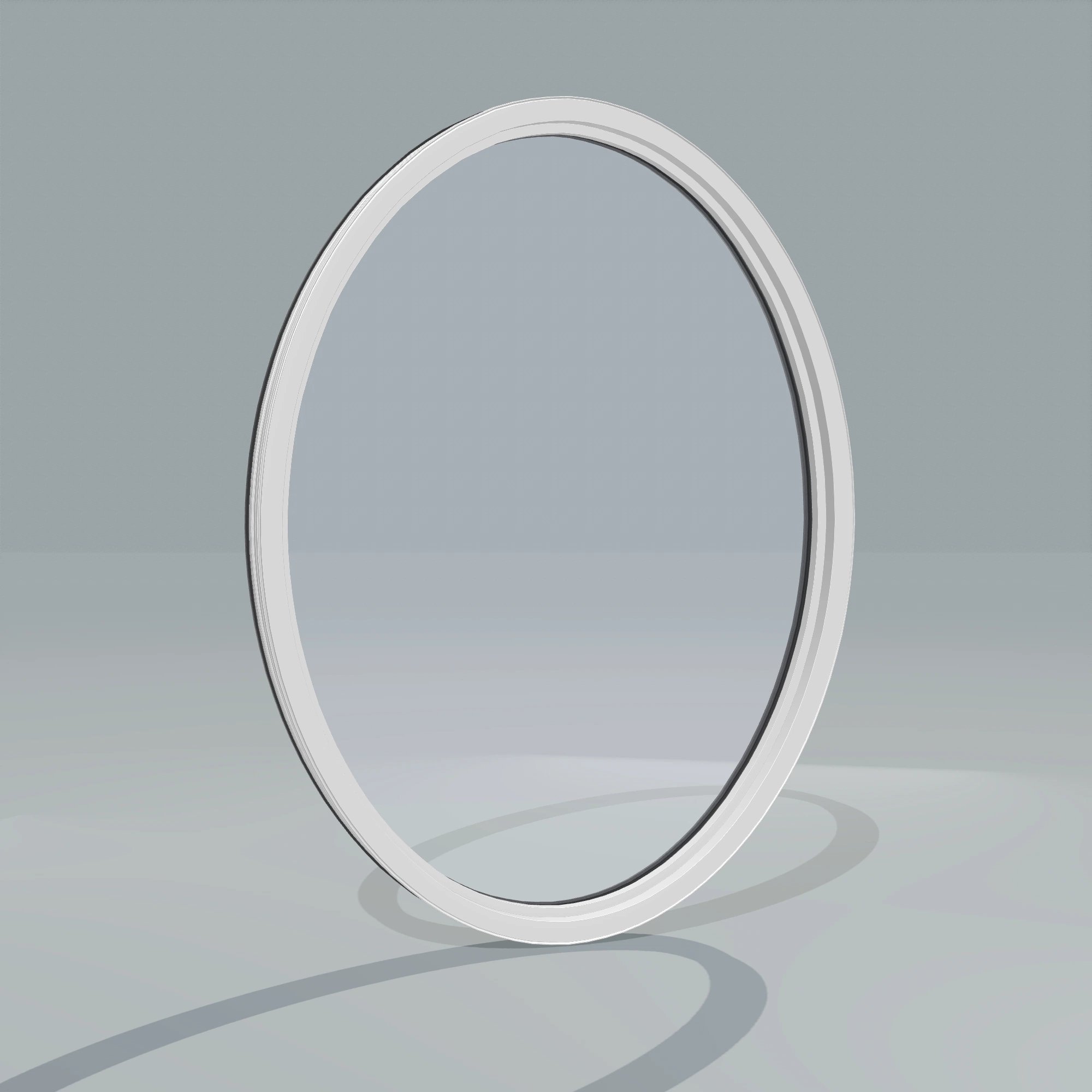 Angled interior view of the 36 × 48 inch oval, black exterior / white interior, without nailing flange