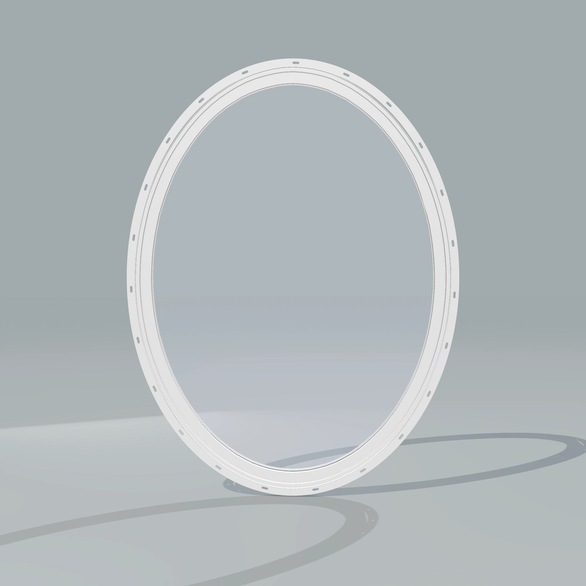 Straight exterior view of the 36 × 48 inch oval, white exterior / white interior, with nailing flange