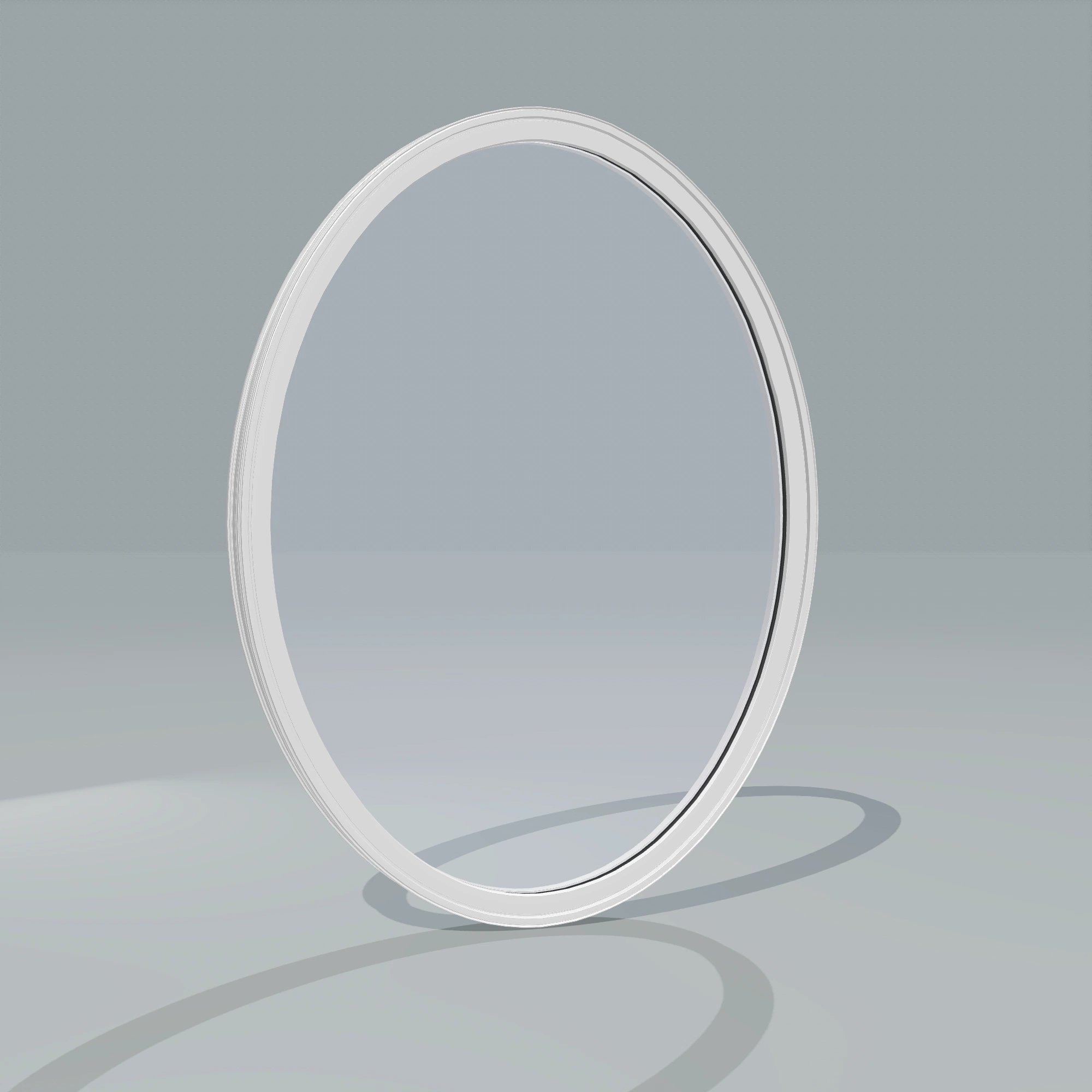 Angled exterior configurator view of the 36 × 48 inch oval, white exterior / white interior, without nailing flange